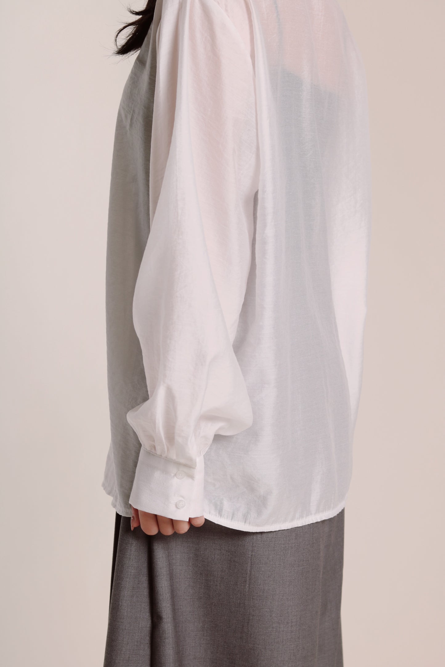Sheer Collar Shirt (White)