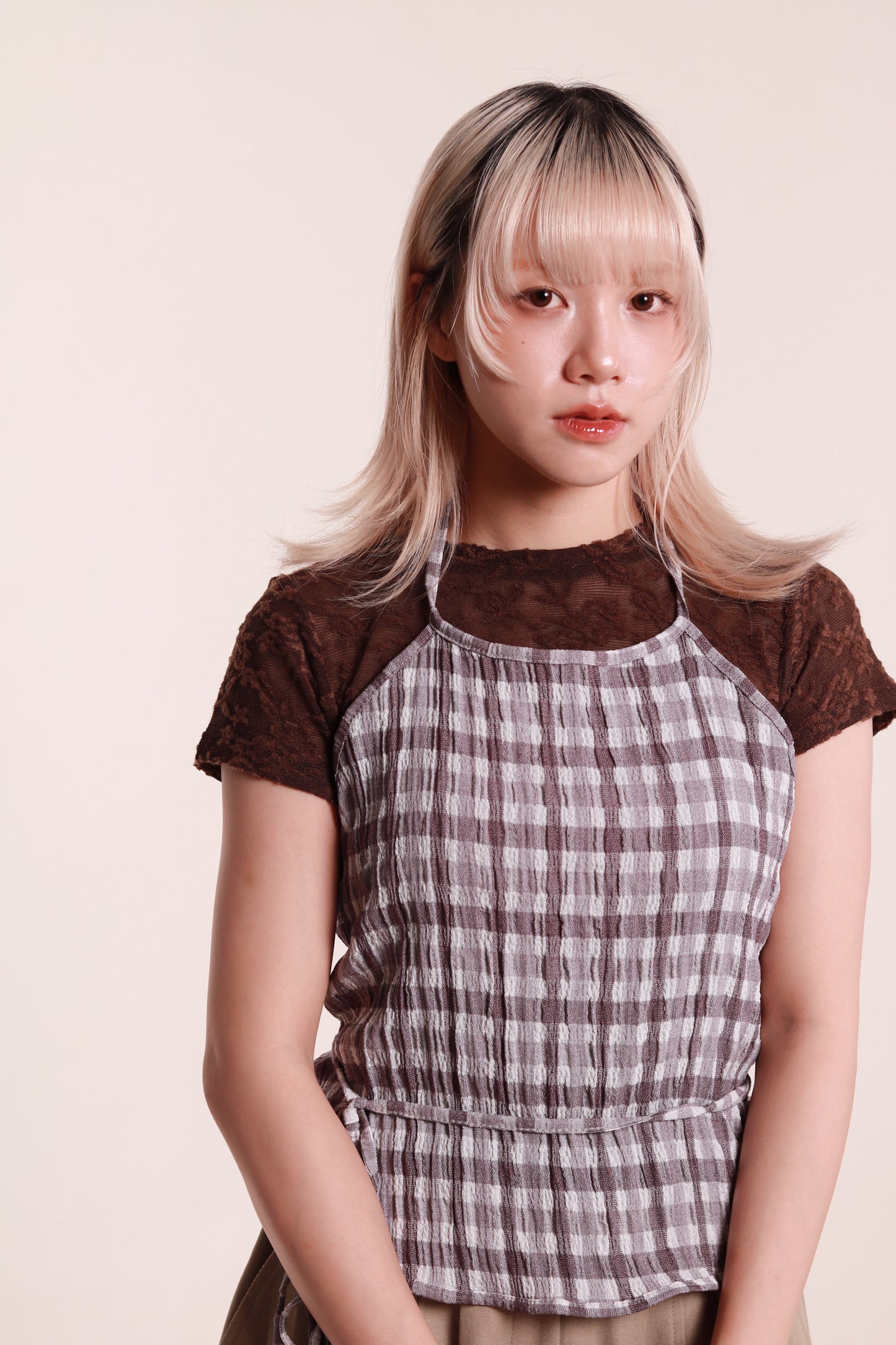 Checkered Halter Top (Purple)