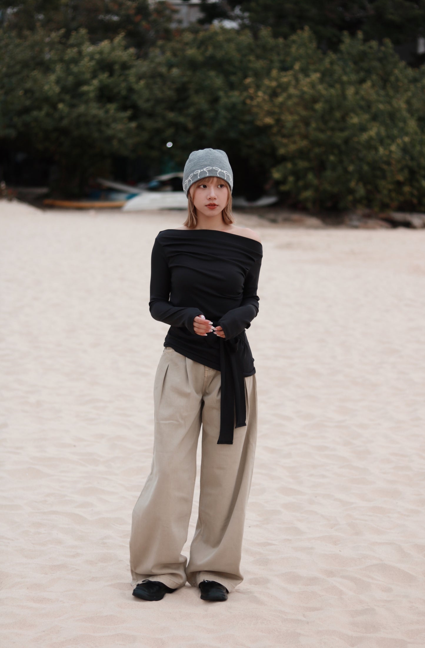 Little Ribbon Beanie (Grey)