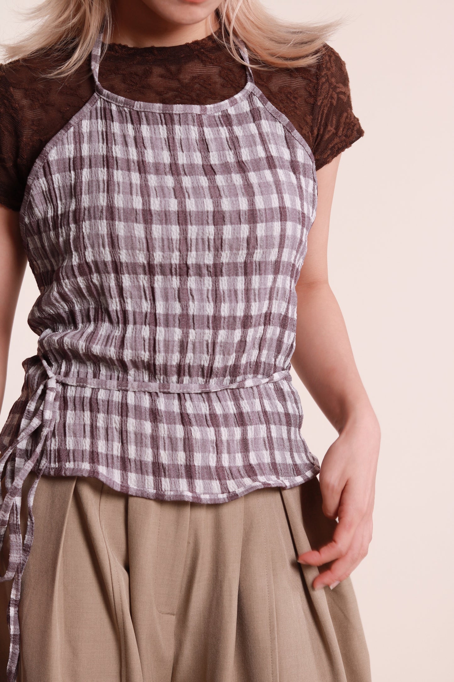 Checkered Halter Top (Purple)