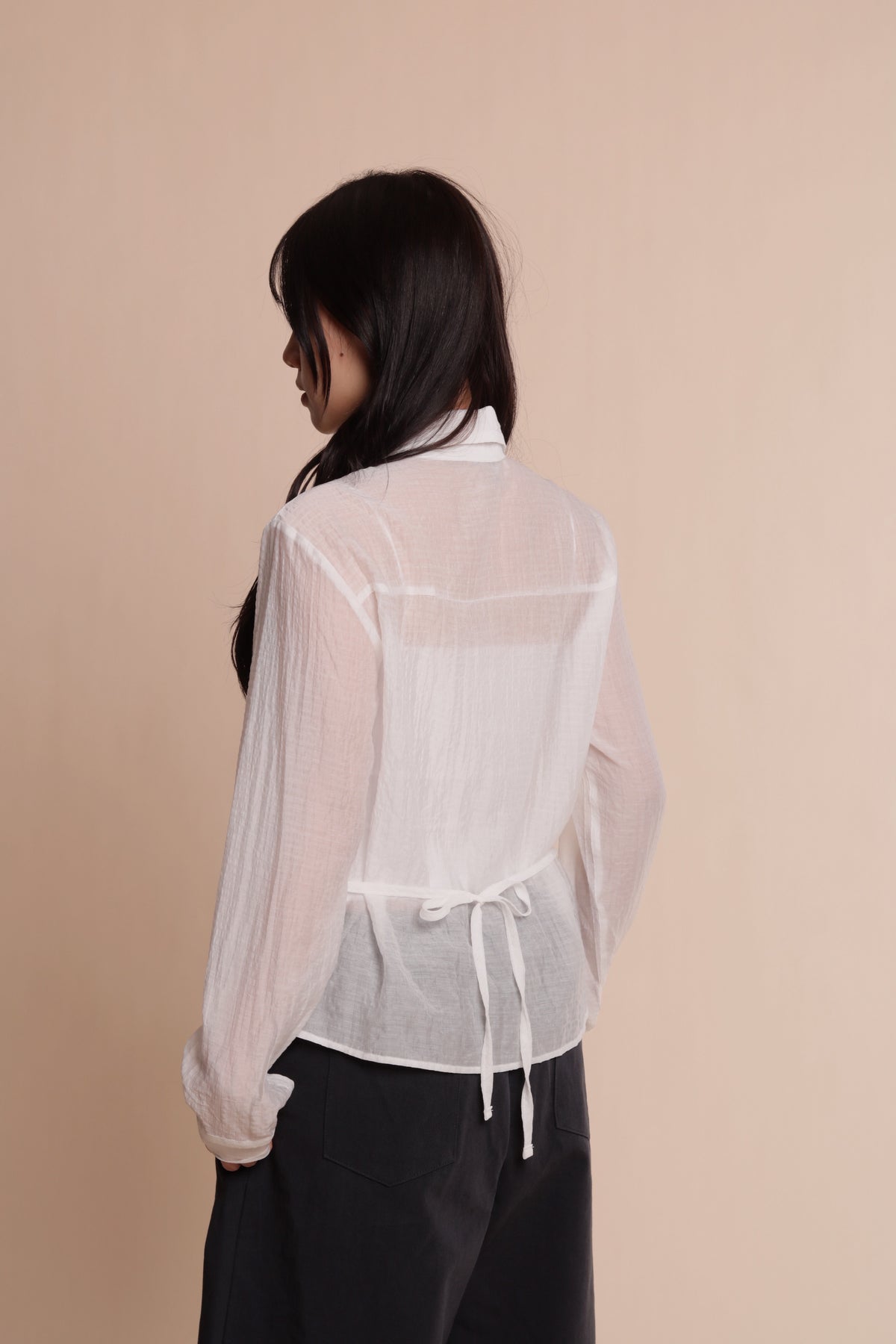 Checkered See Through Shirt (White)