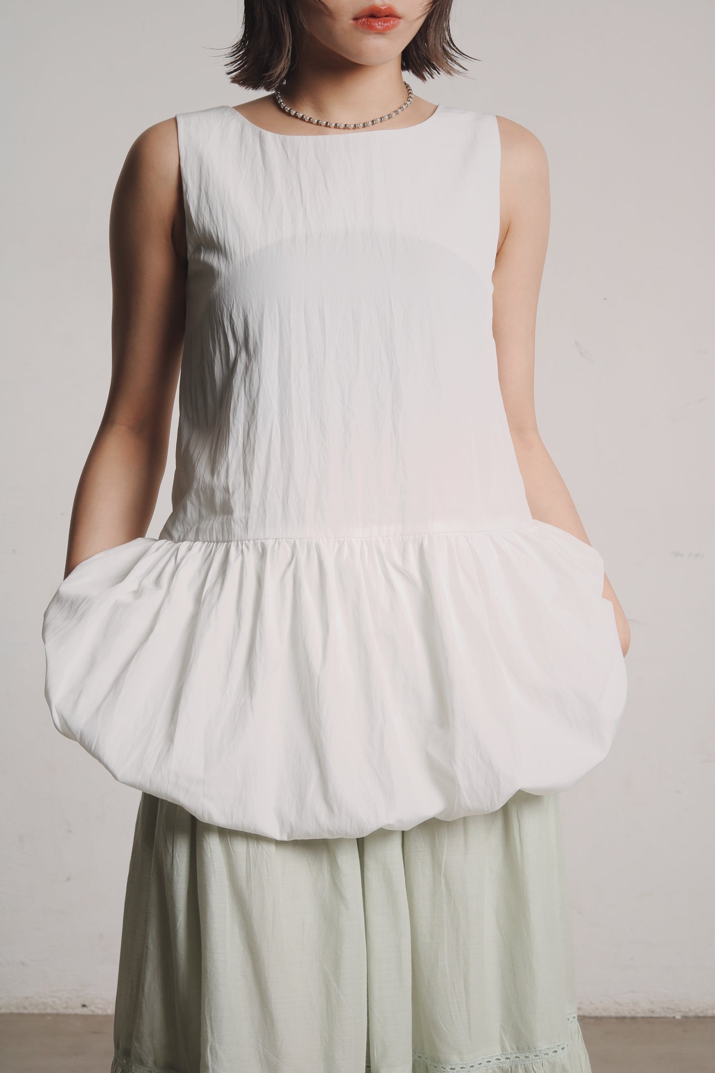 Bubble Cloud Mini Dress (White)