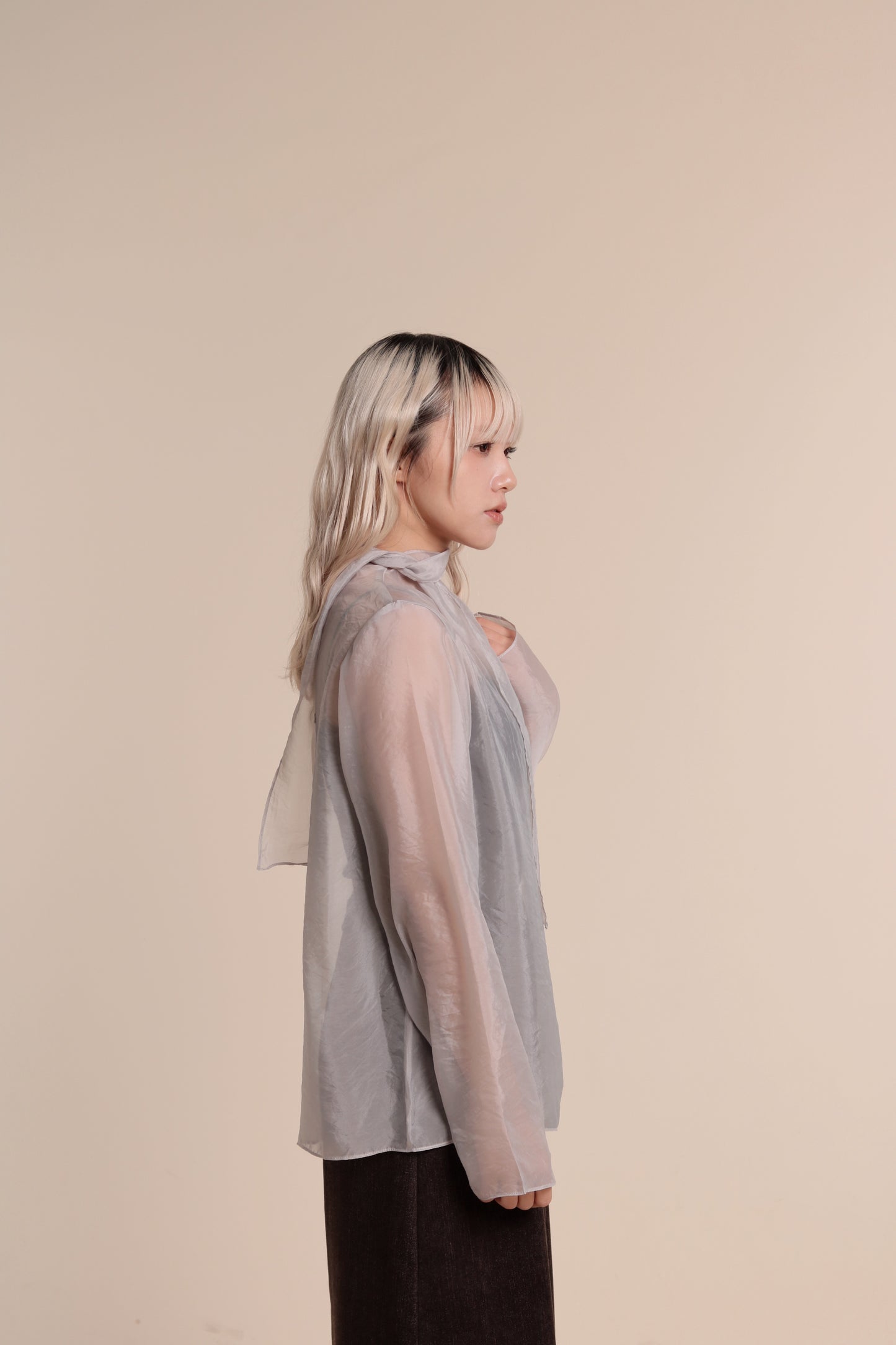Doll See Through Blouse (Grey)