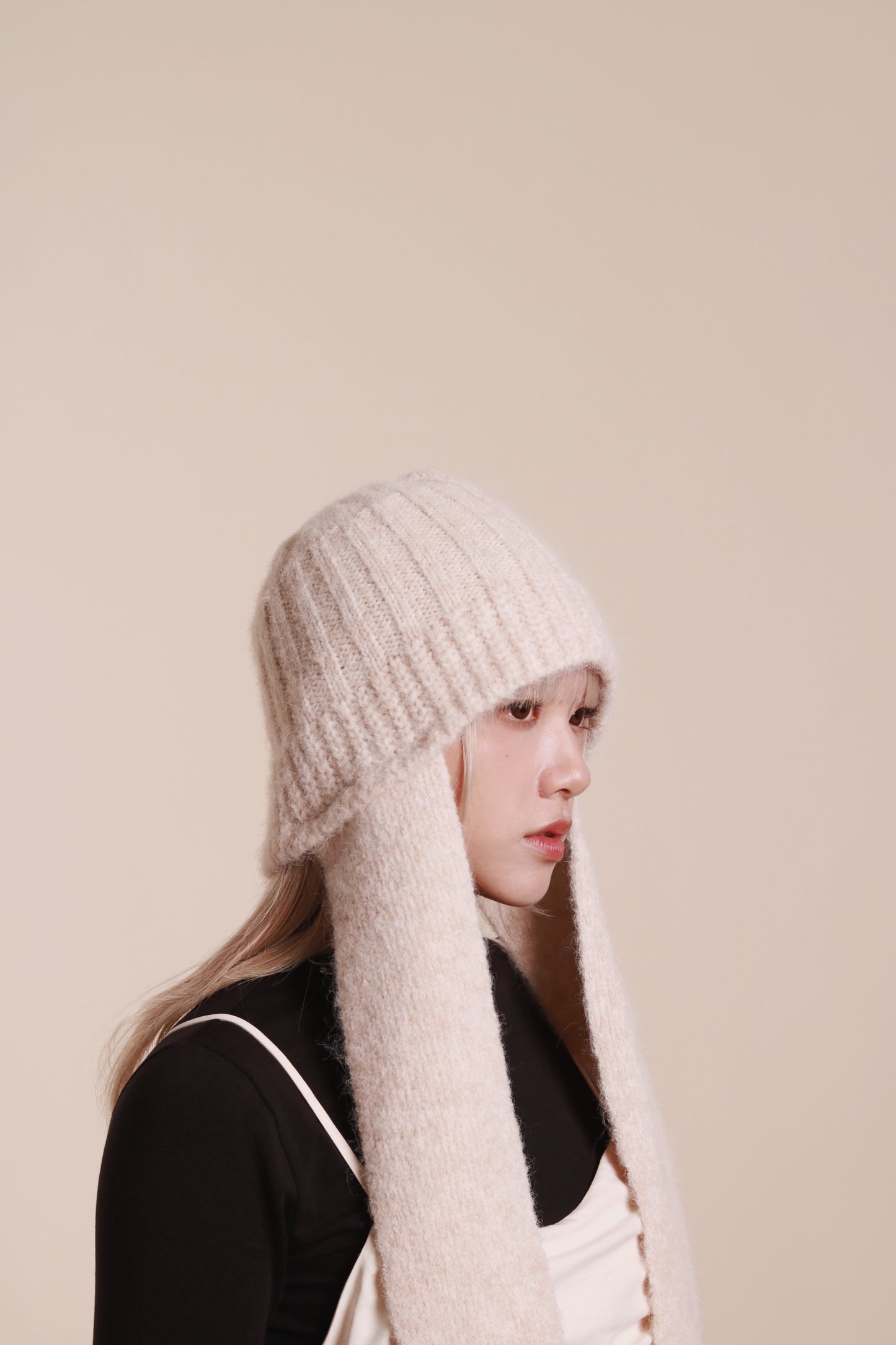 Doll Knit Scarf Flight Cap (Ivory)