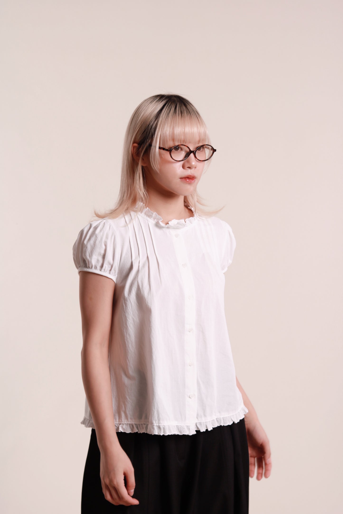 Puff Sleeve Blouse (White)