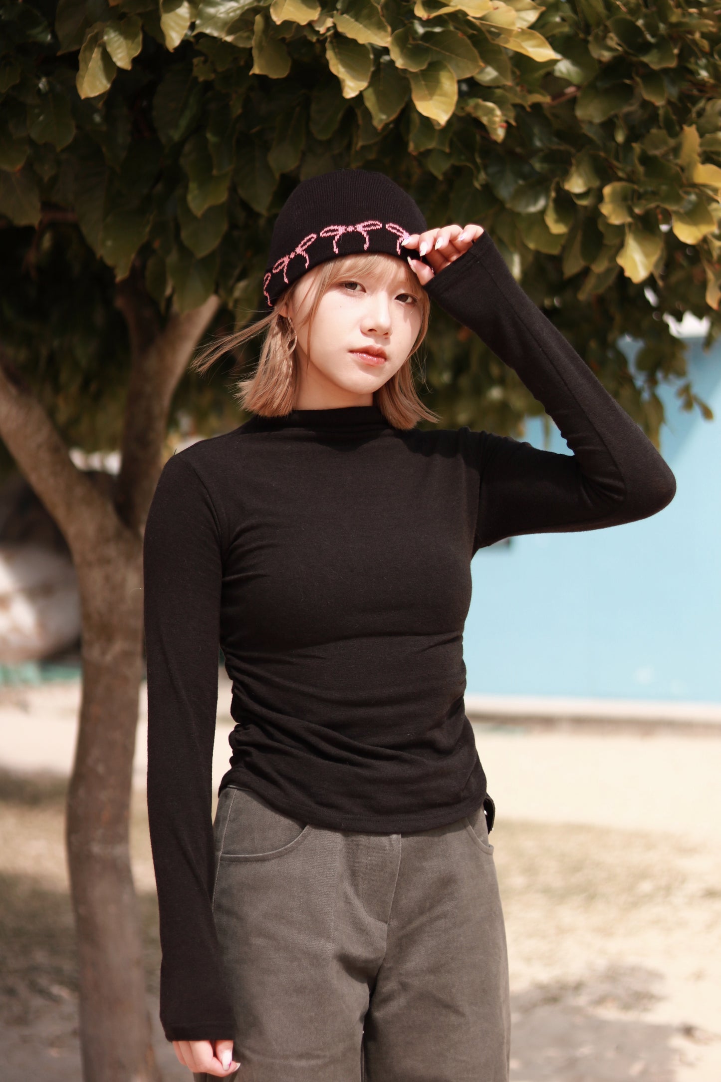 Spring Gathered Top (Black)