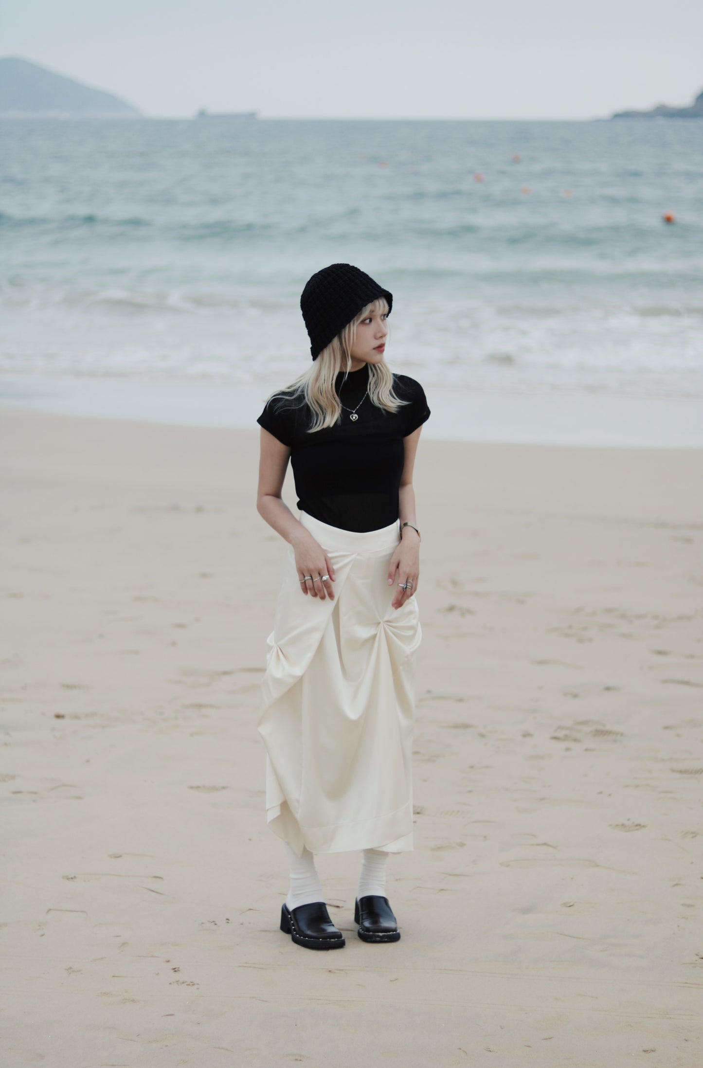 Cap Sleeve Mock Neck Top (Black)