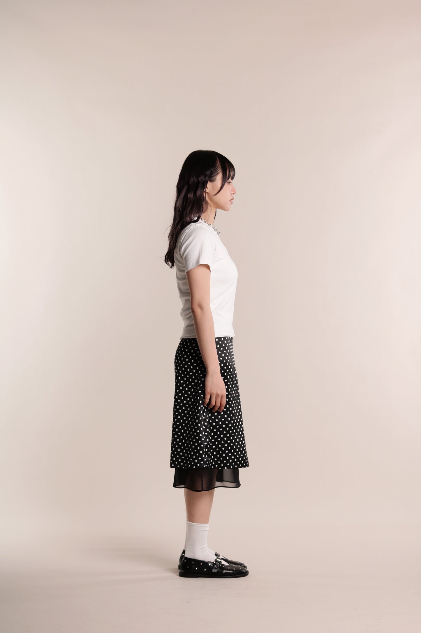 Polka Dot Midi Skirt (Black)