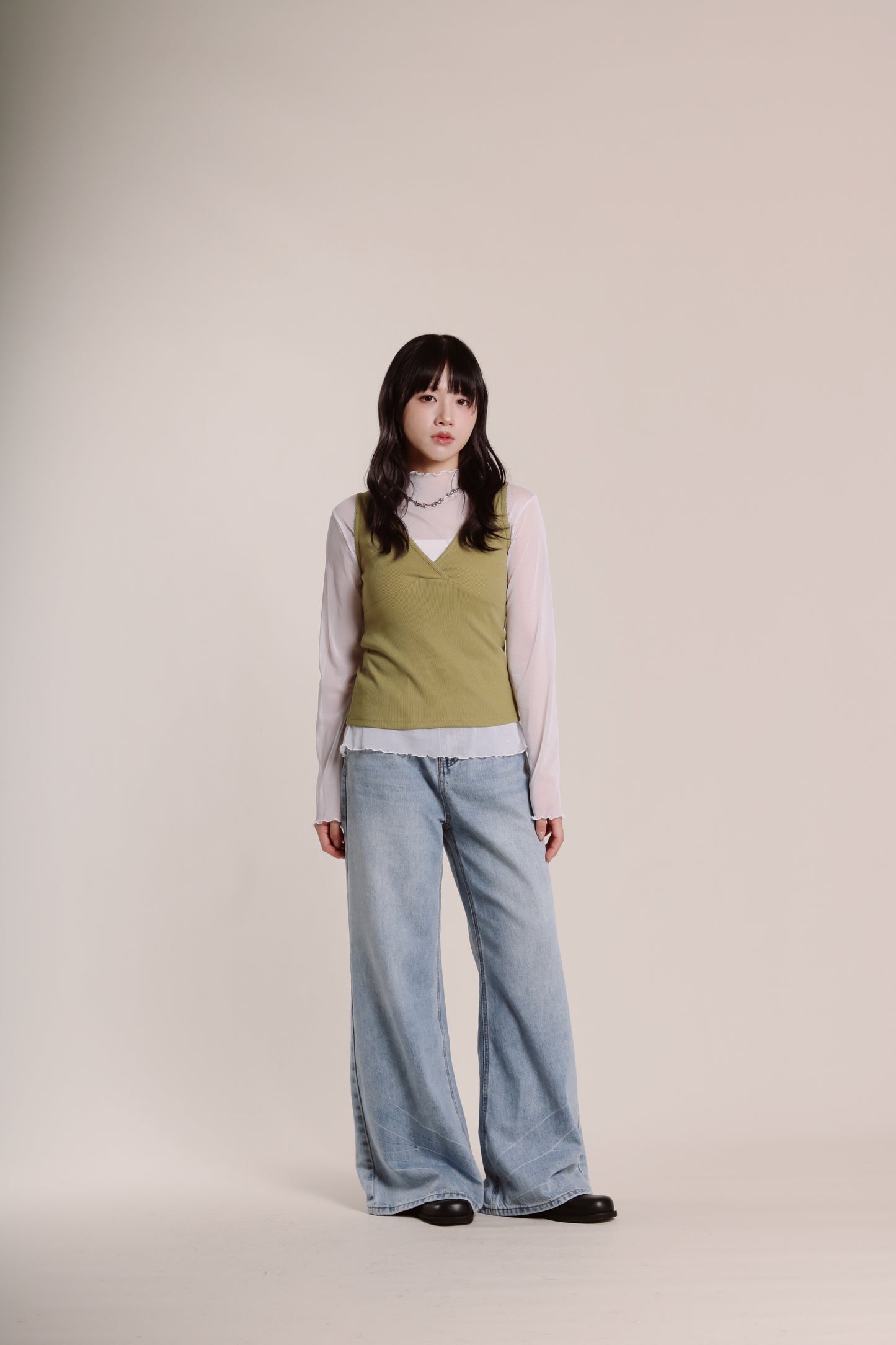 Ruffle See Through Top (White)