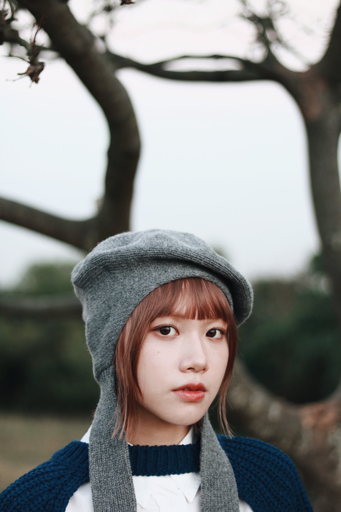 Doll Beret (Black/Grey/Red)