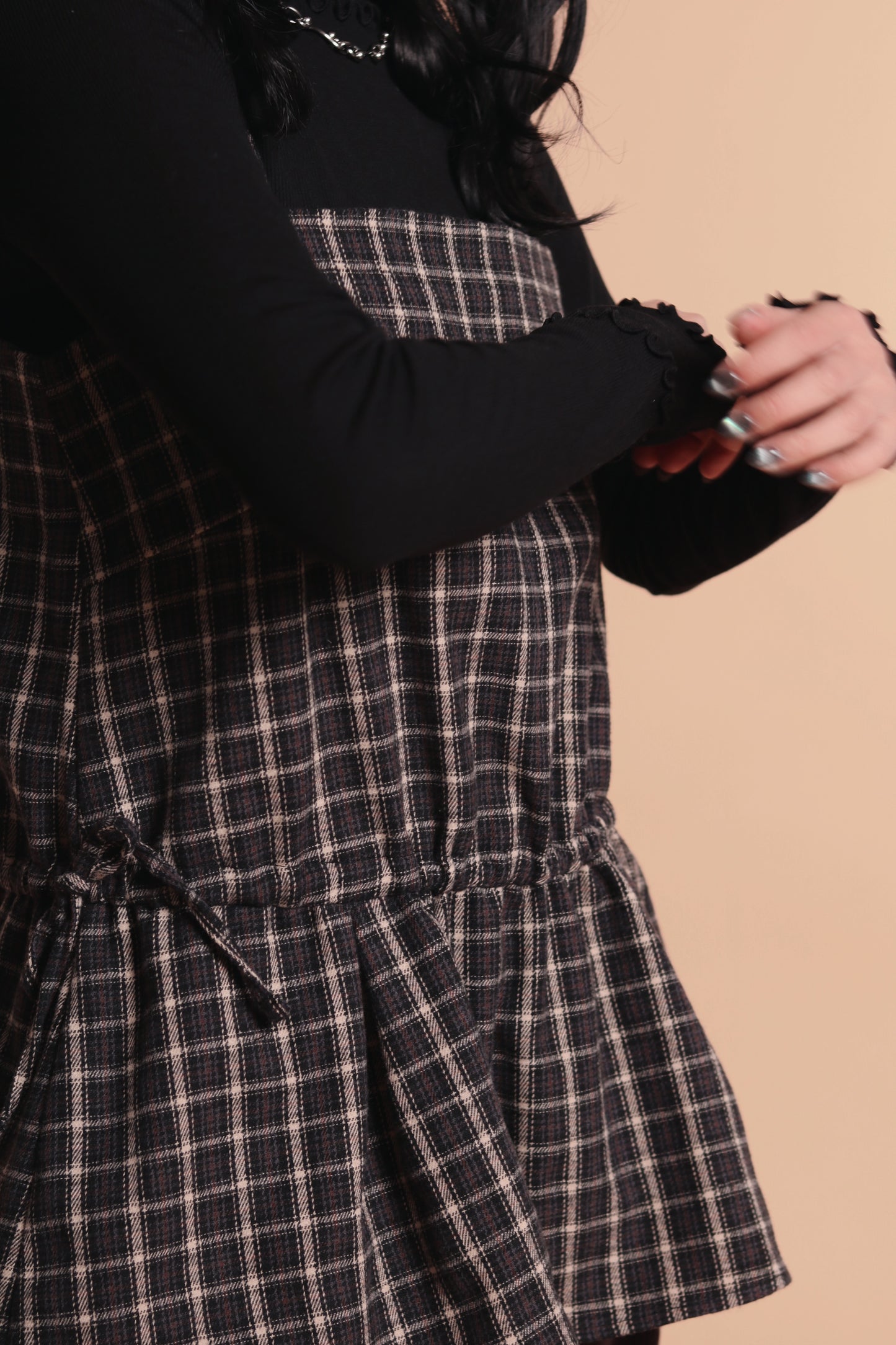 Checkered Sleeveless Top (Navy)
