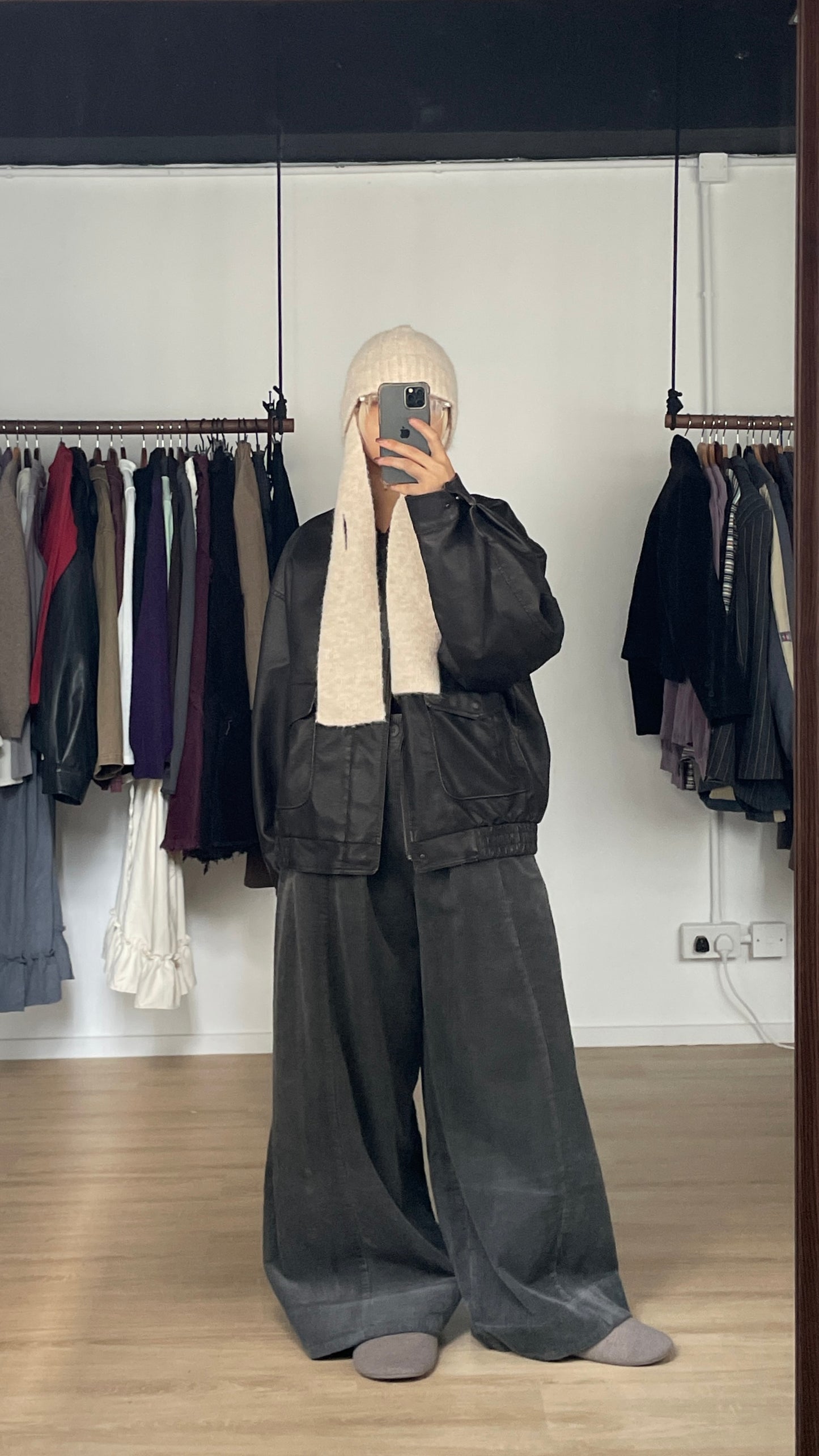 Corduroy Wide Pants (Grey)