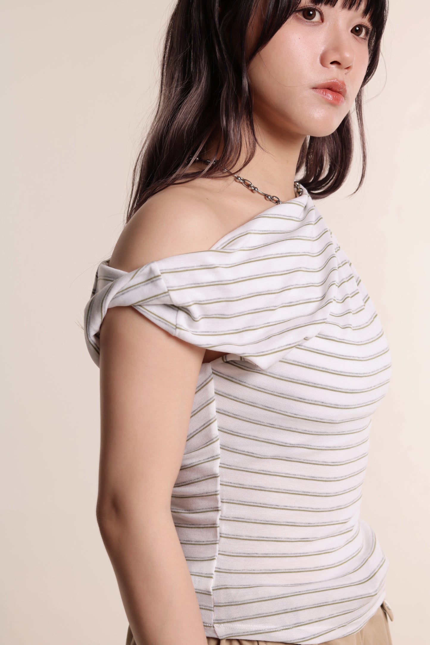 Asymmetric Striped Top (Green)