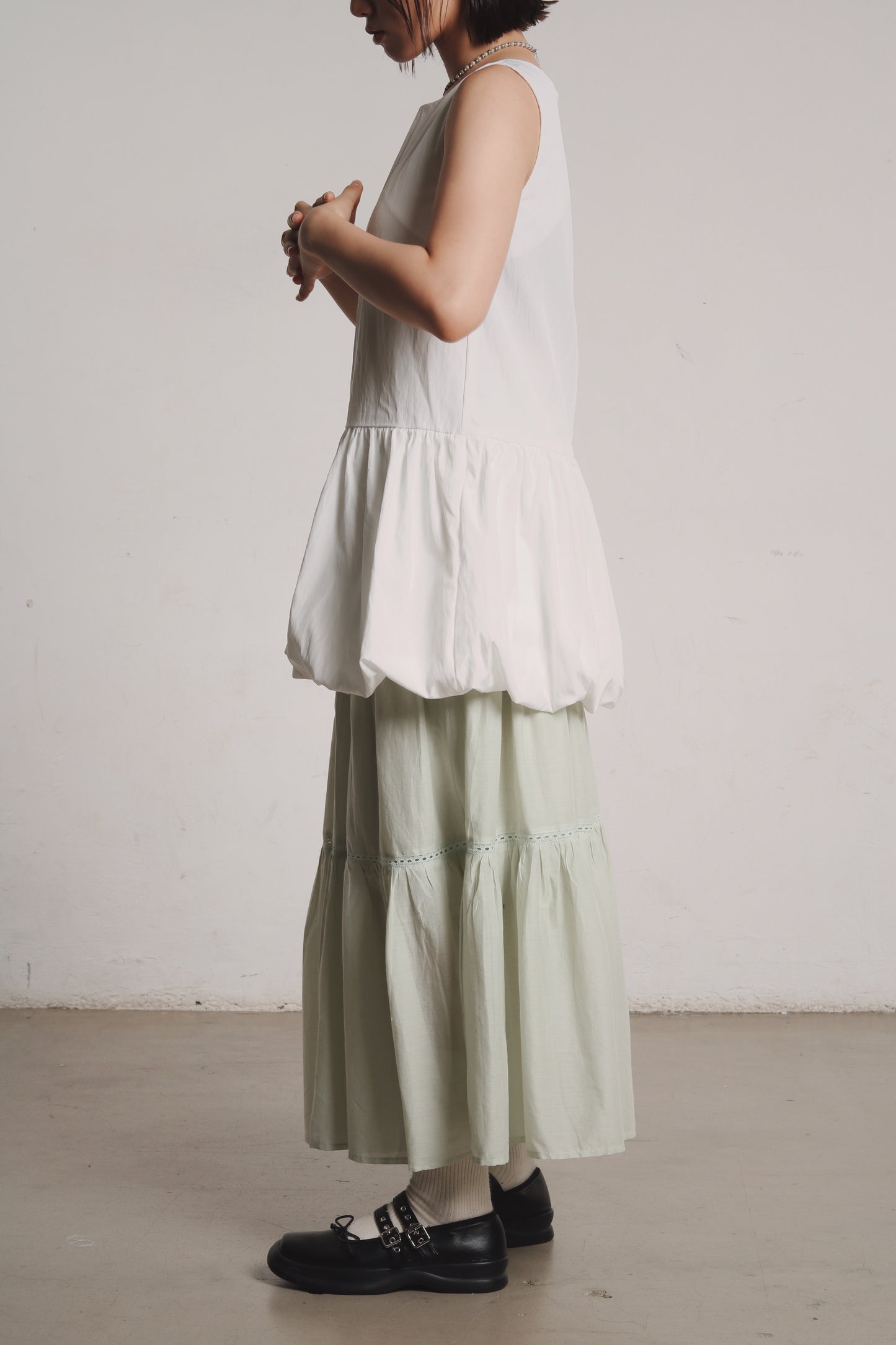 Bubble Cloud Mini Dress (White)