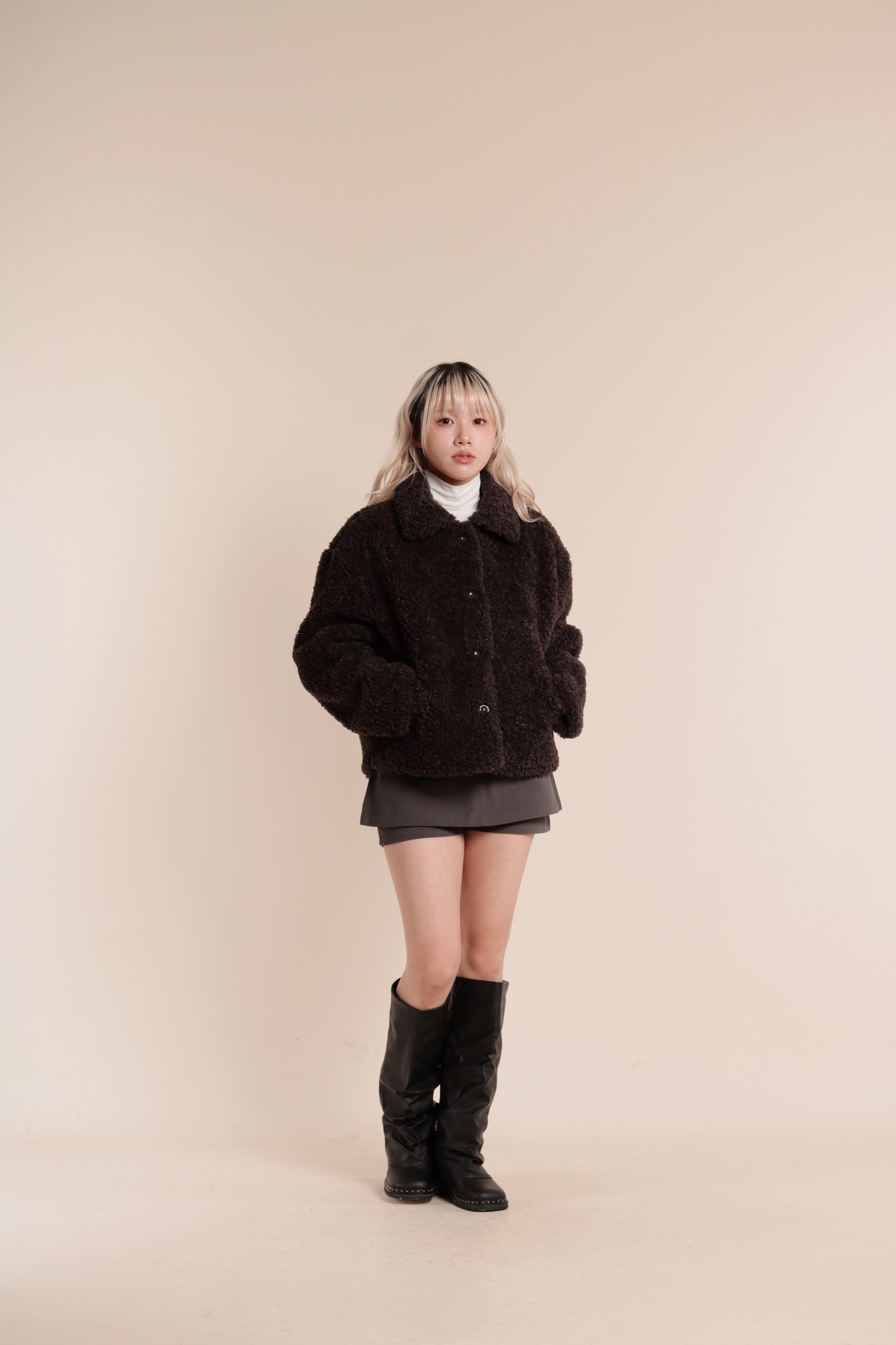 Belted Pants Skirt (Charcoal)