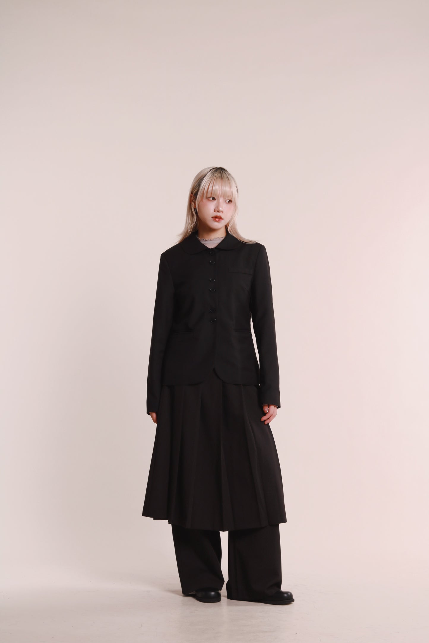 Layered Pleat Pants (Black)