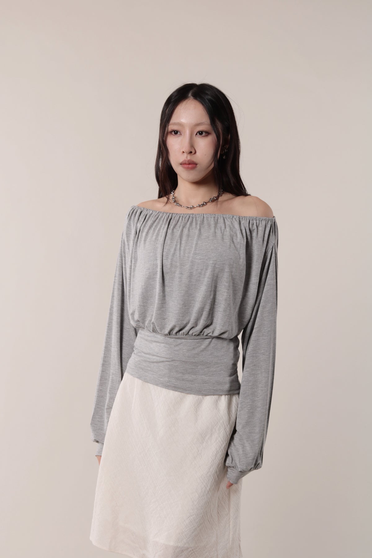Luna Gathered Top (Grey)