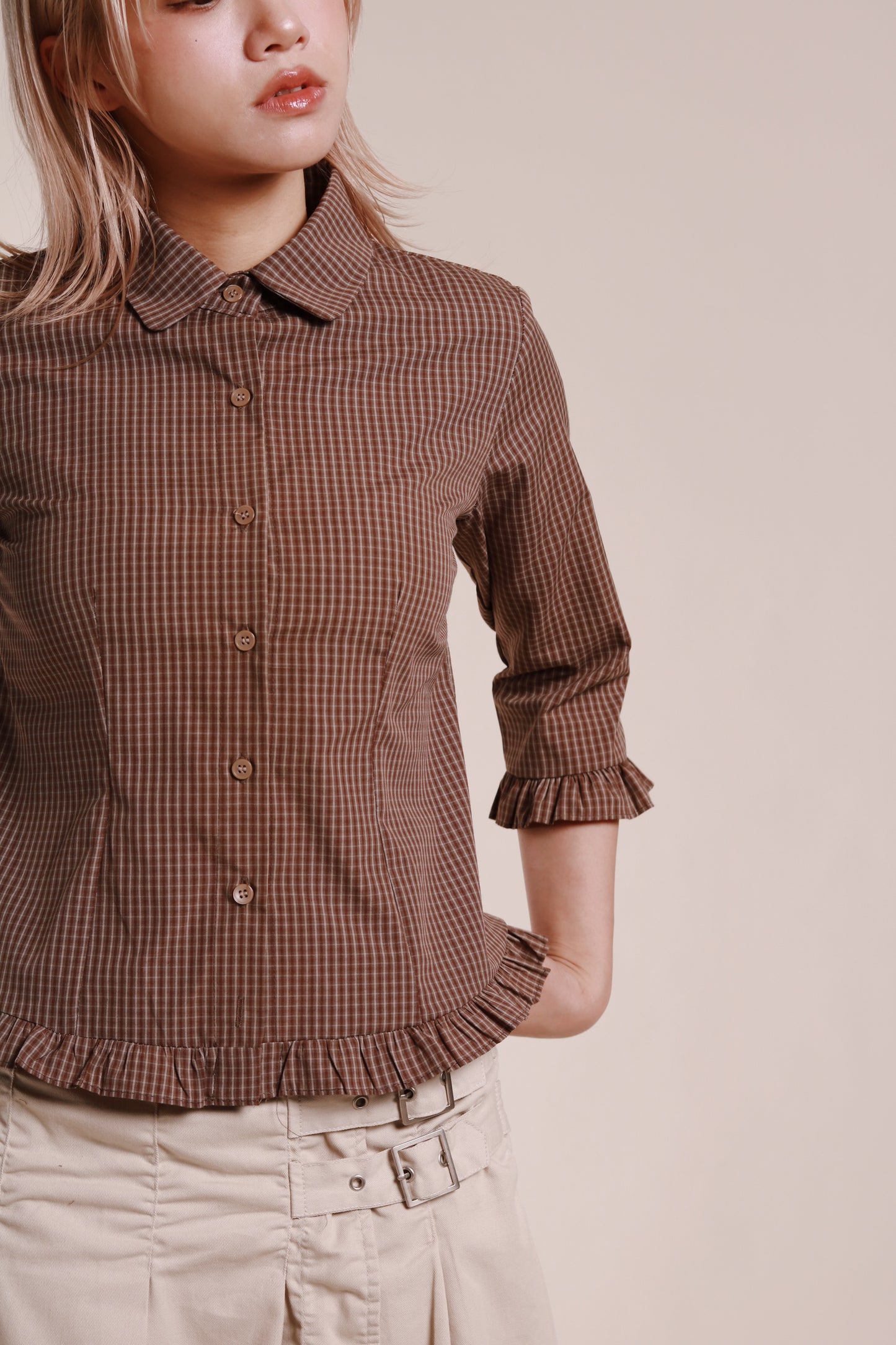 Autumn Ruffle Shirt (Brown)