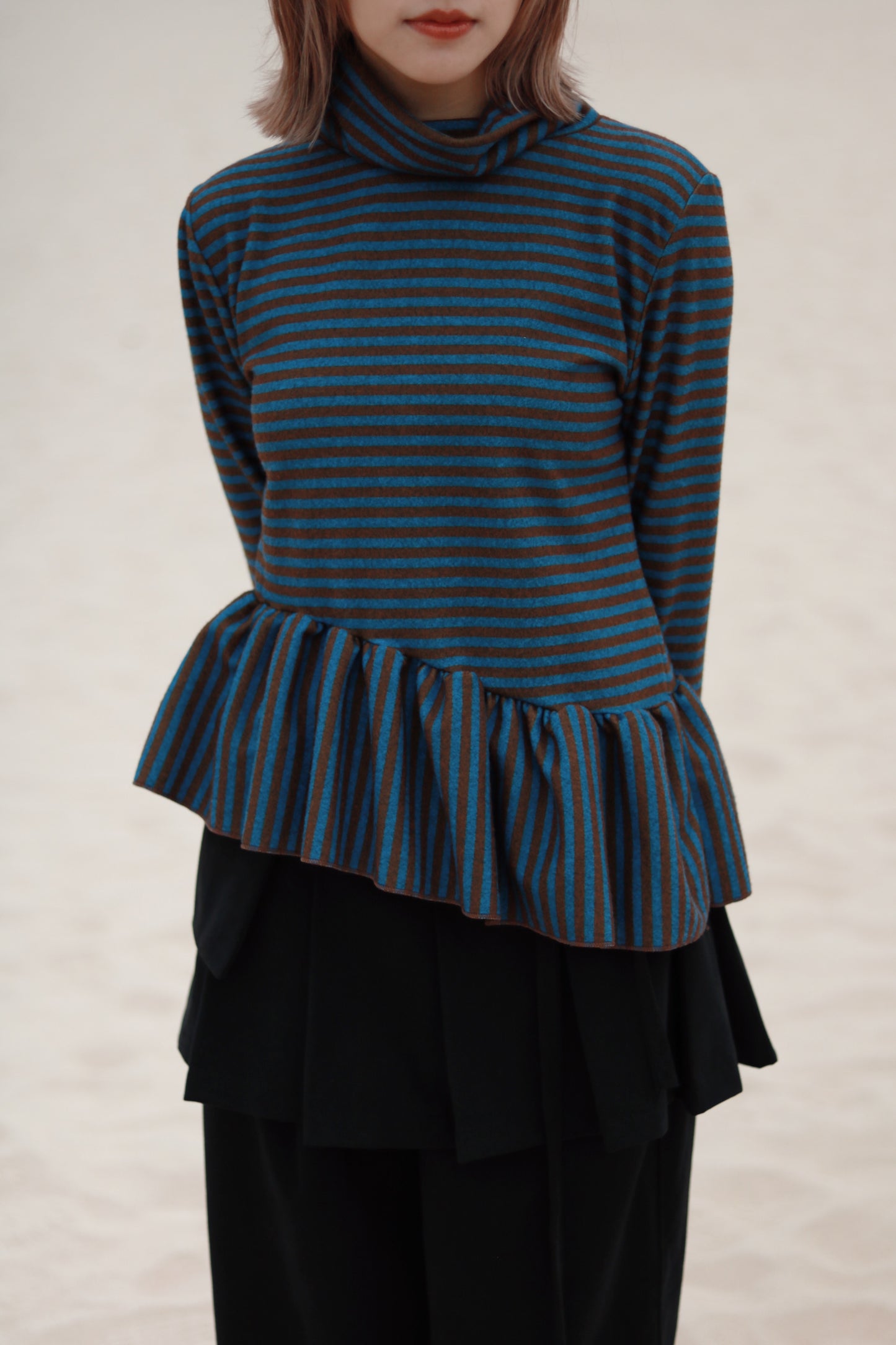 Striped Ruffle Top (Blue)