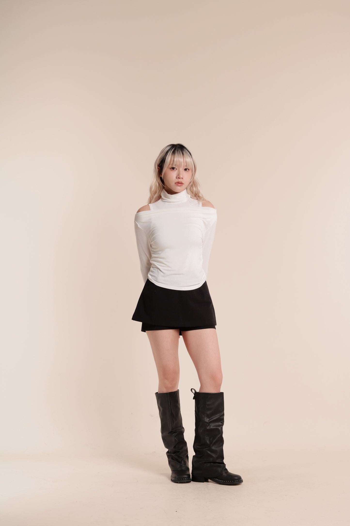 Belted Pants Skirt (Black)