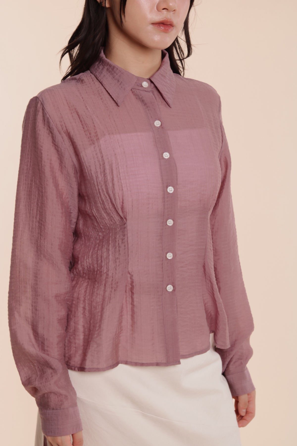 Checkered See Through Shirt (Pink)