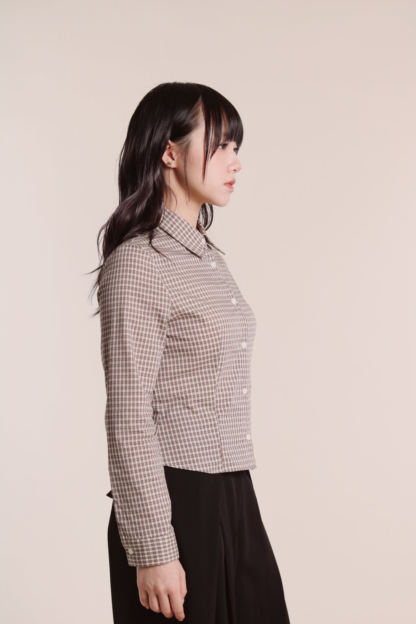 Checkered Crop Shirt (Brown)