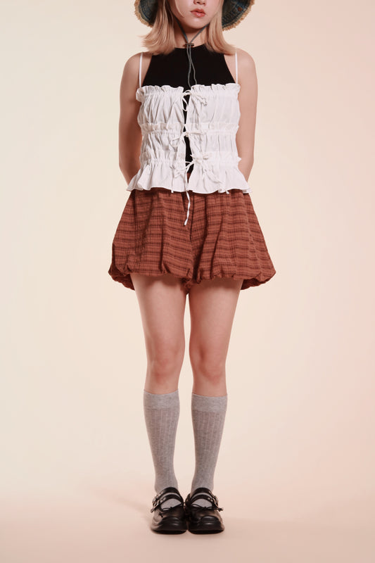 Checkered Pumpkin Shorts (Brown)