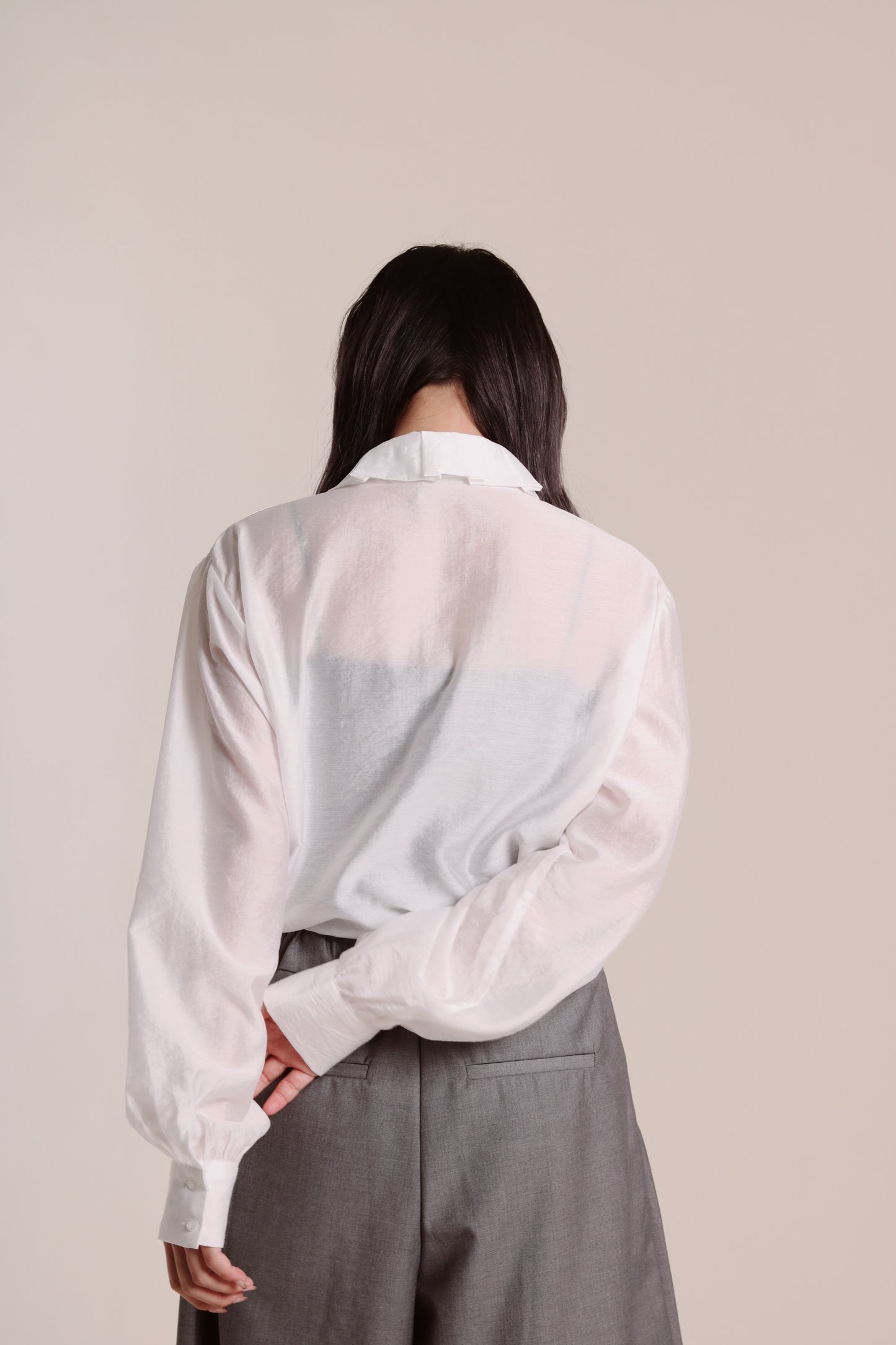 Sheer Collar Shirt (White)