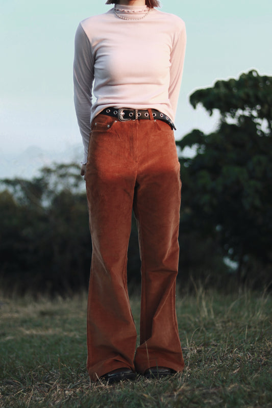 Corduroy Bootcut Pants (Brown)