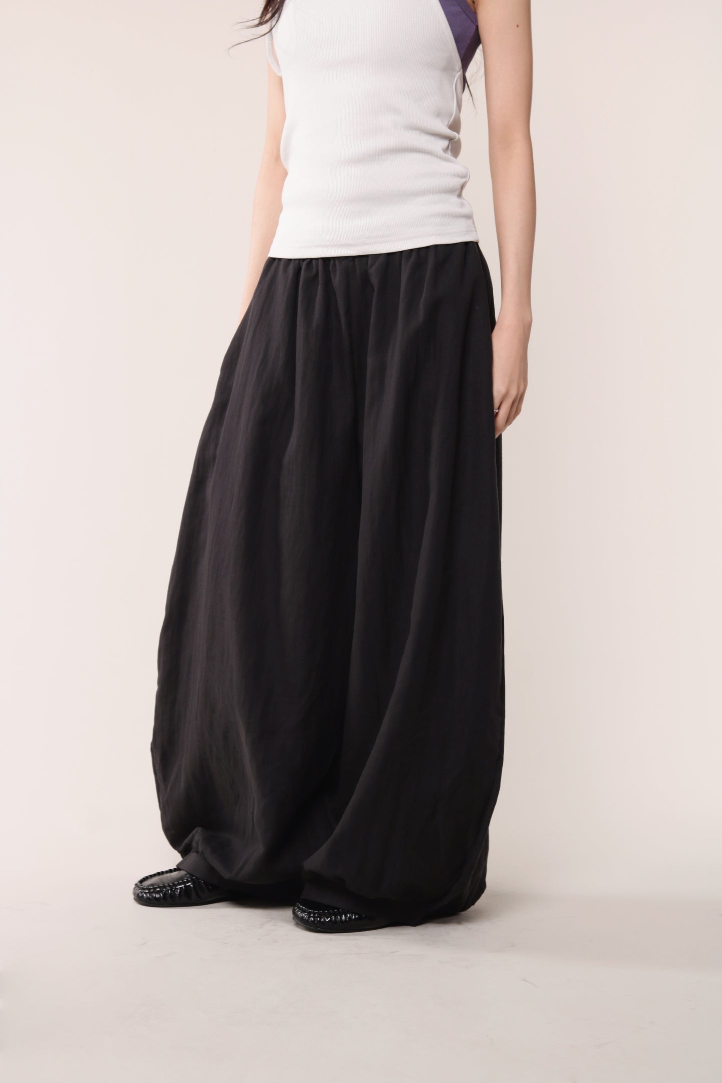 Linen Bubble Pants (Black)