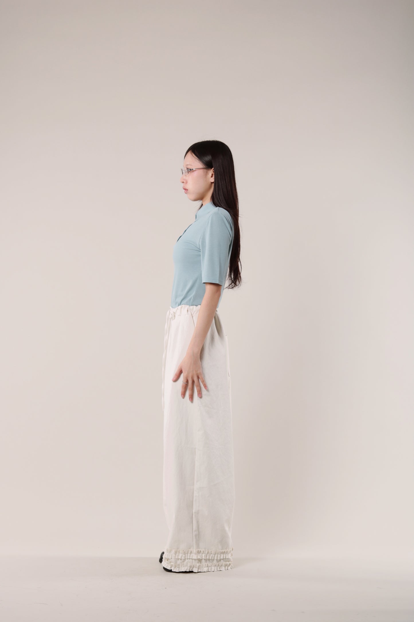 Double Ruffle Pants (Ivory)