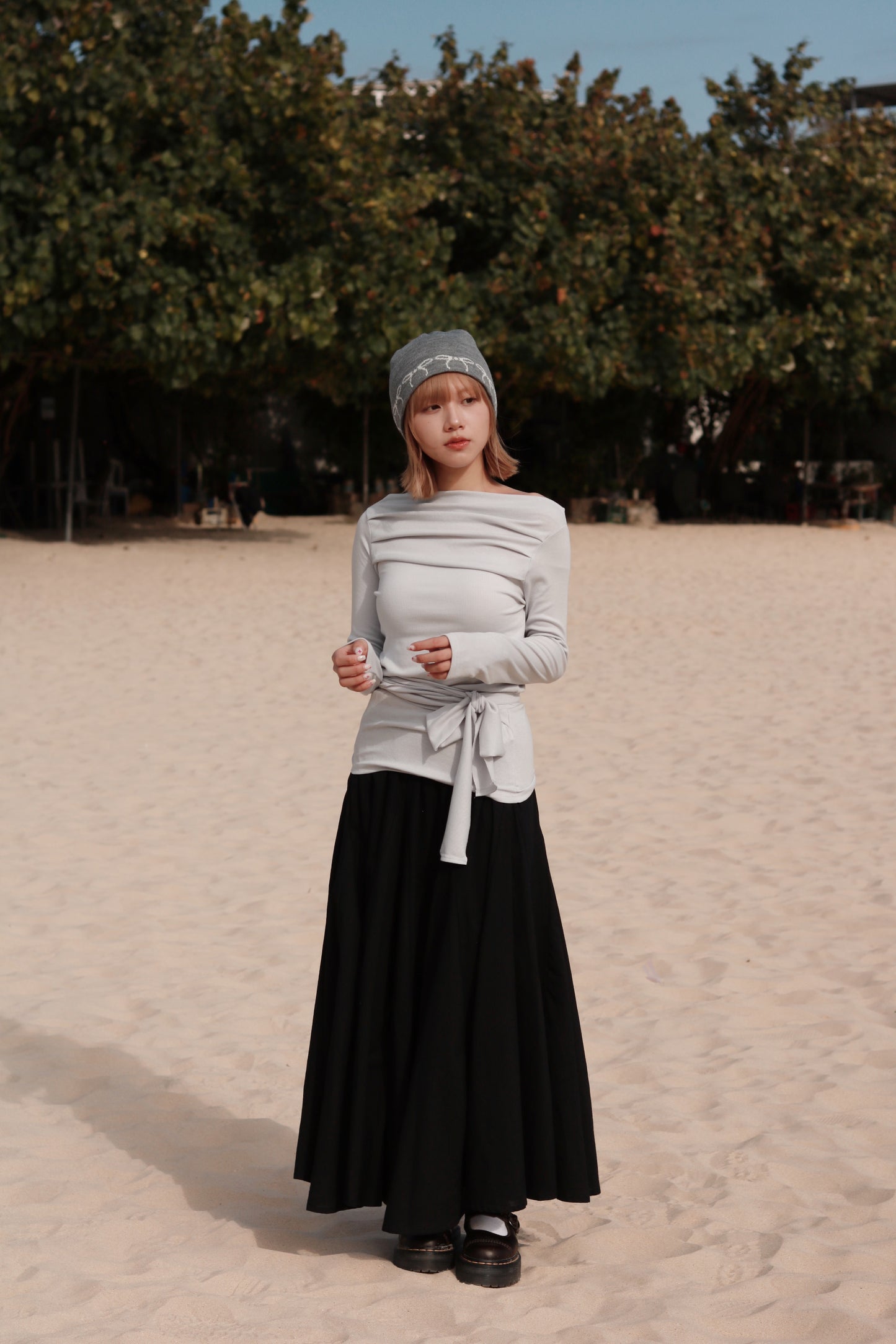Little Ribbon Beanie (Grey)