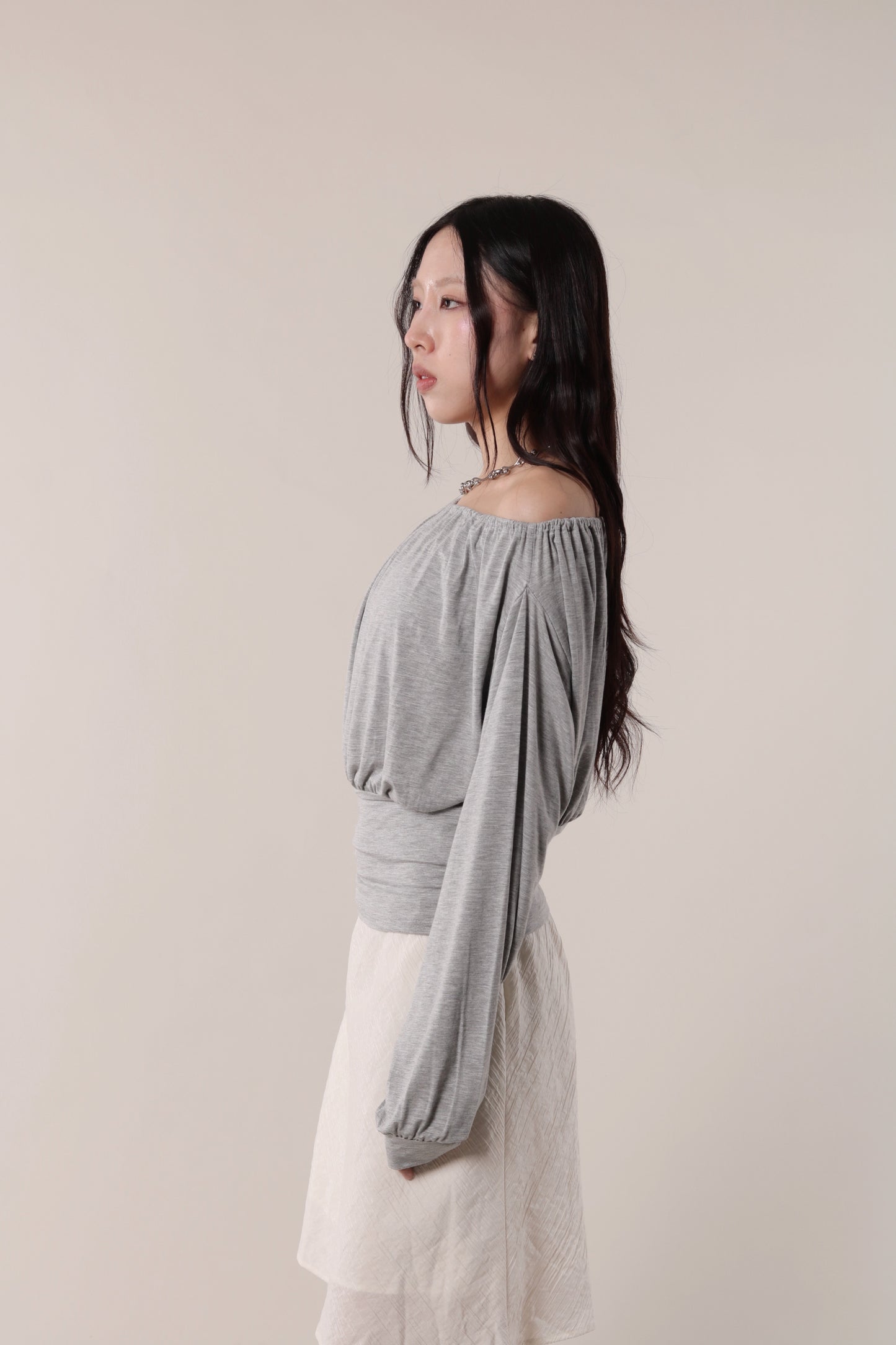 Luna Gathered Top (Grey)