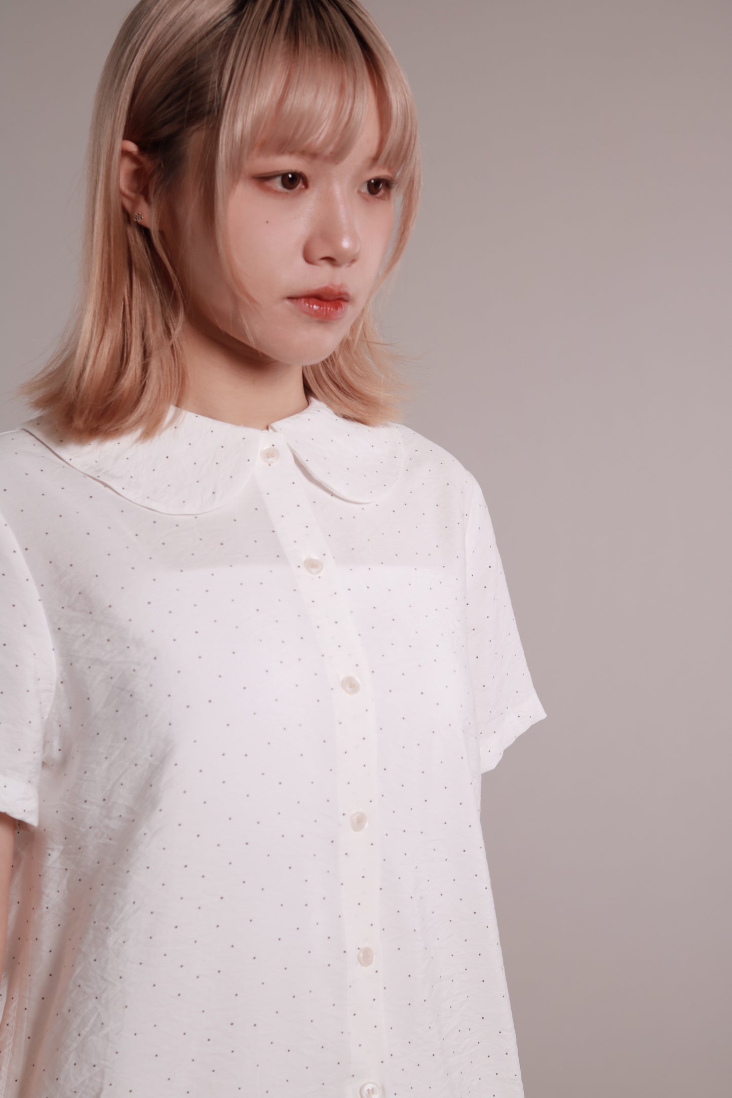Dot Dot Double Ruffle Blouse (Ivory)