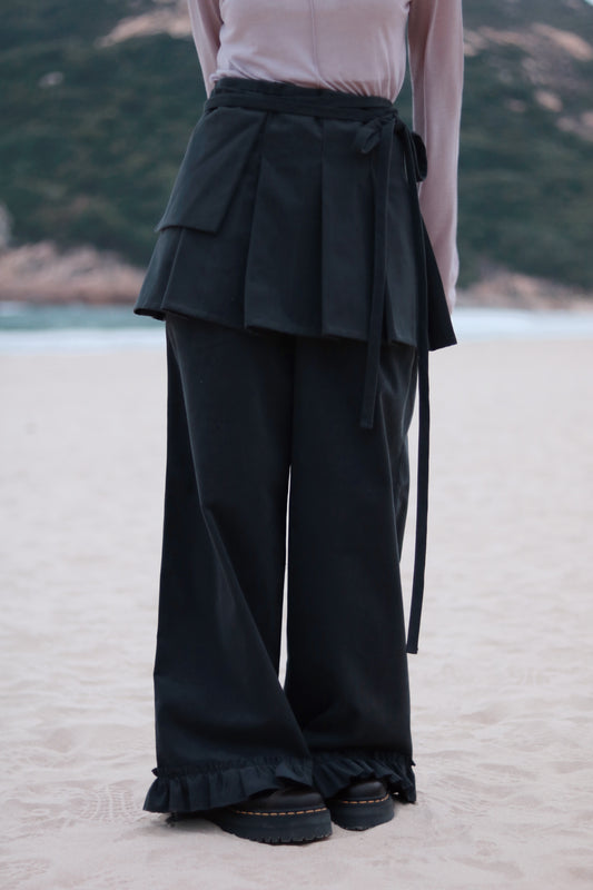 Layered Ruffle Pants (Charcoal)
