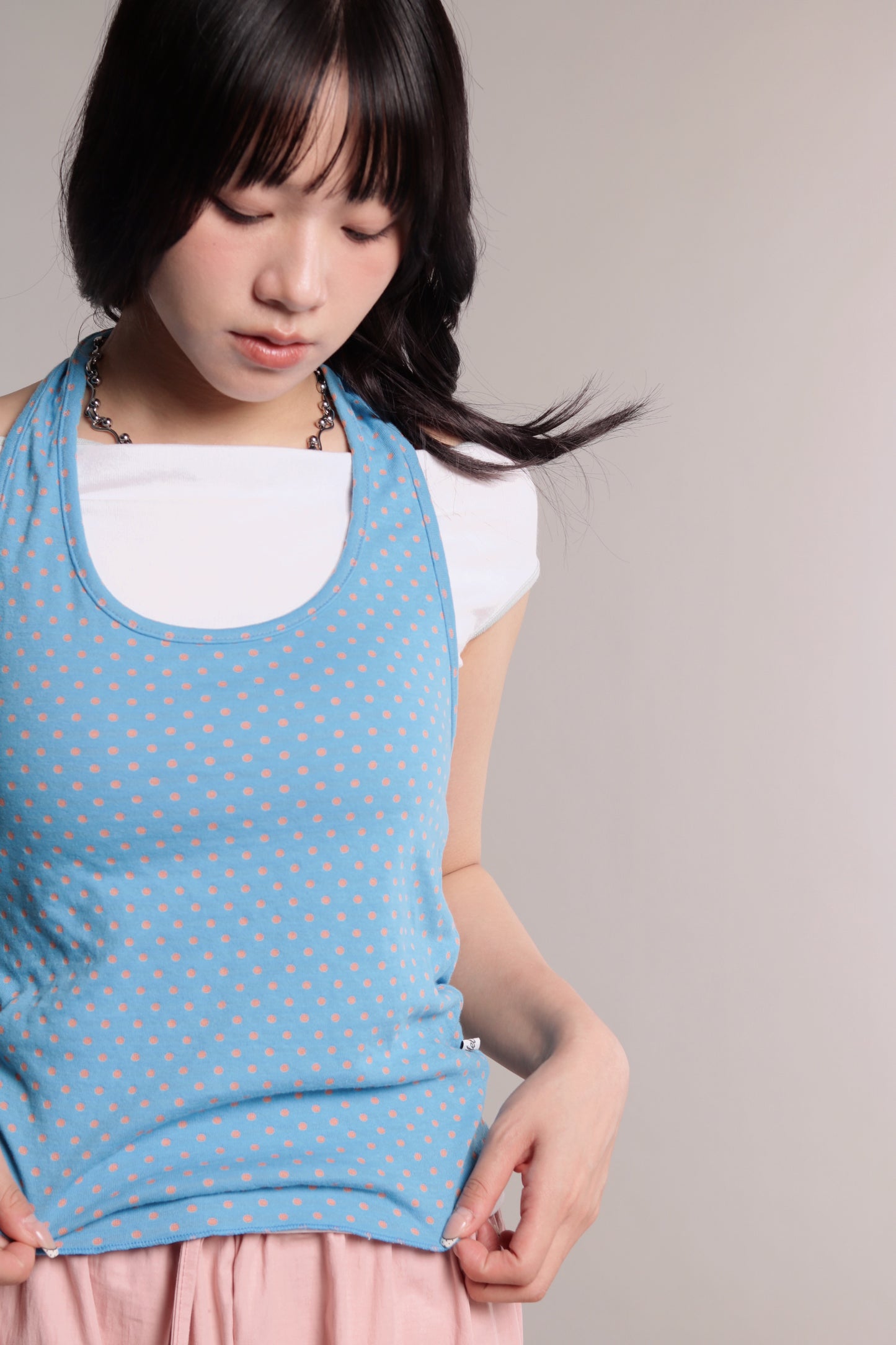 Polka Dot Halter Top (Blue)