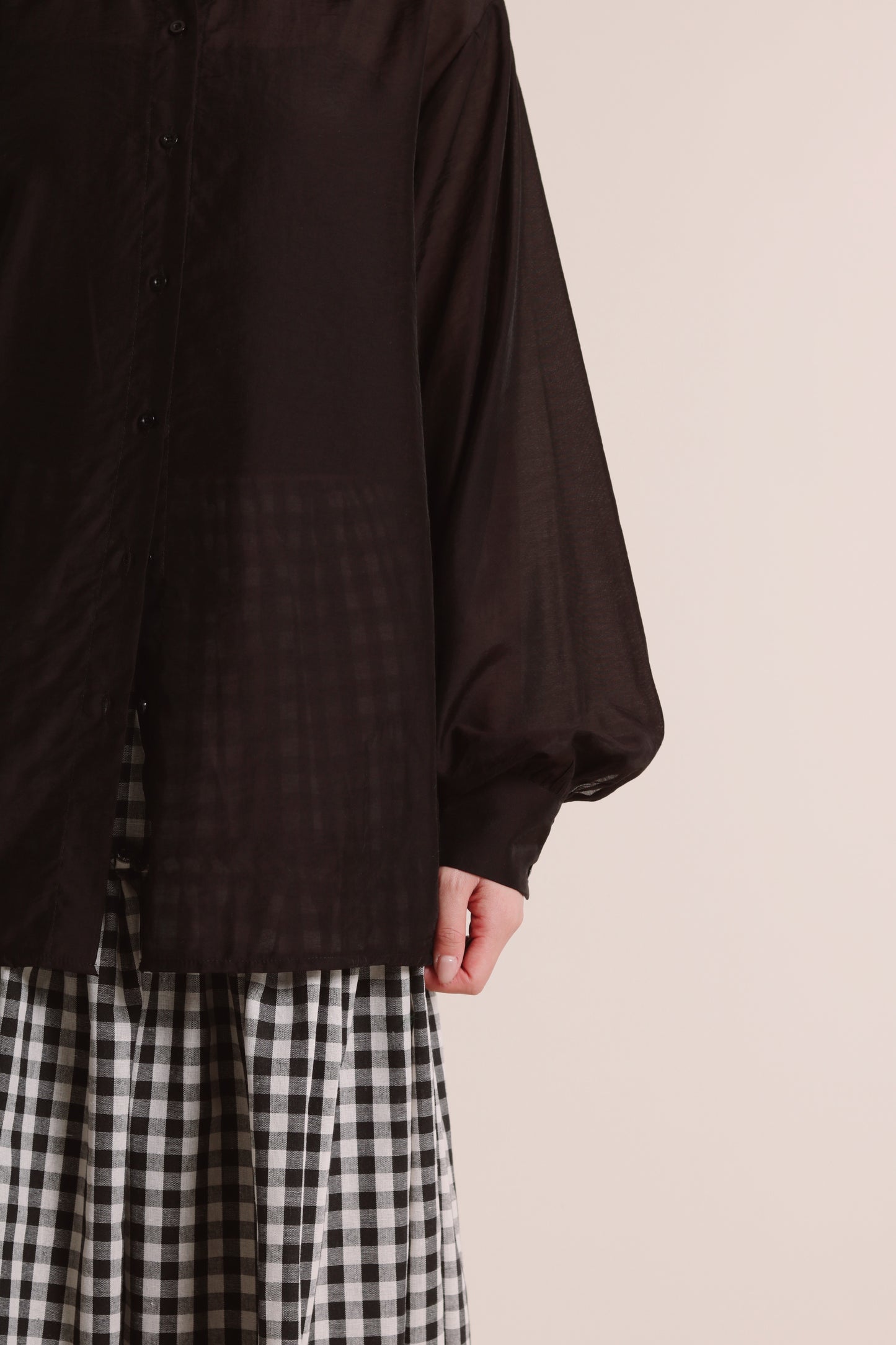 Sheer Collar Shirt (Black)