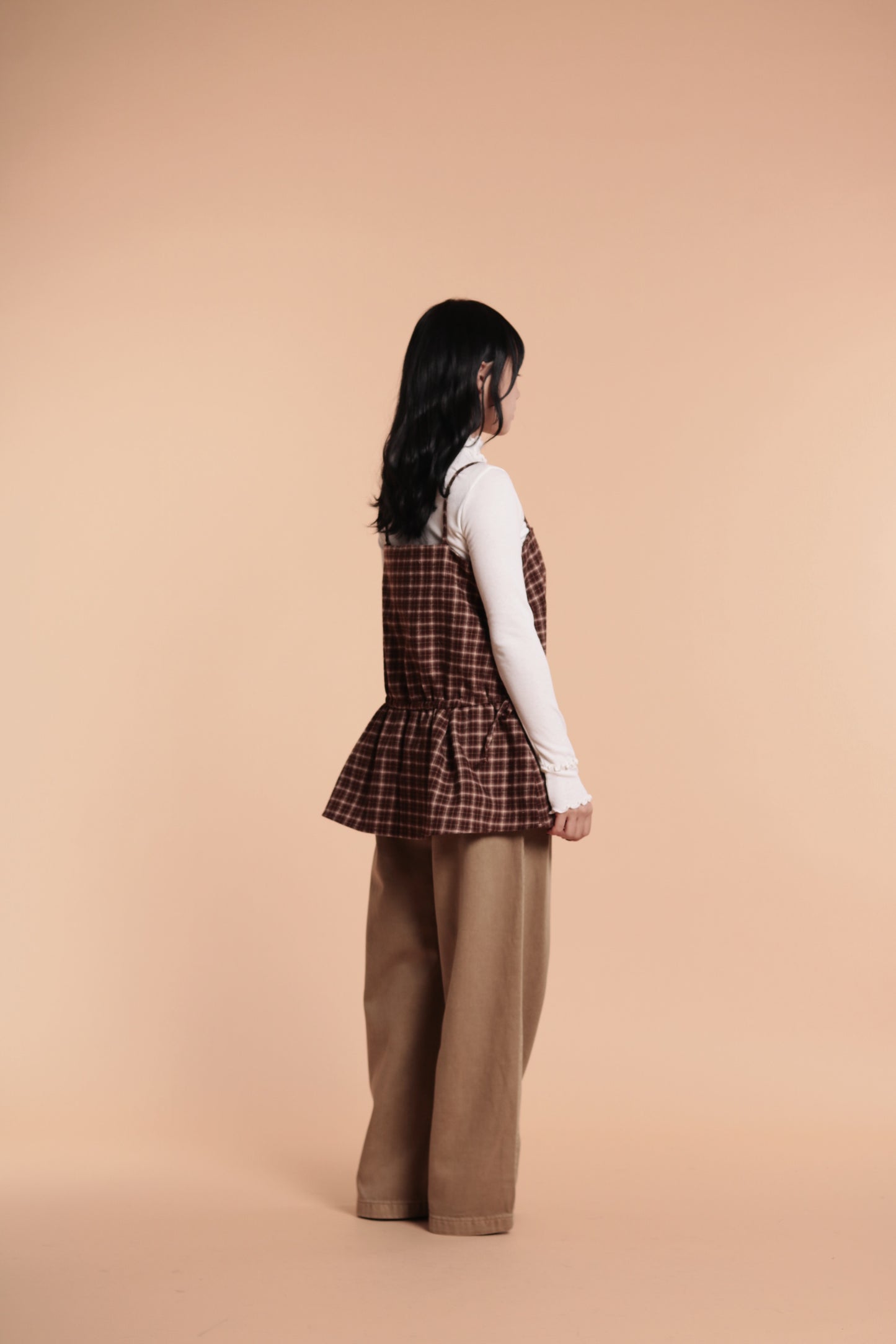 Checkered Sleeveless Top (Brown)