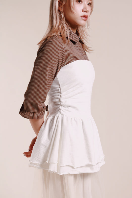 Ruffle Tube Mini Dress (White)