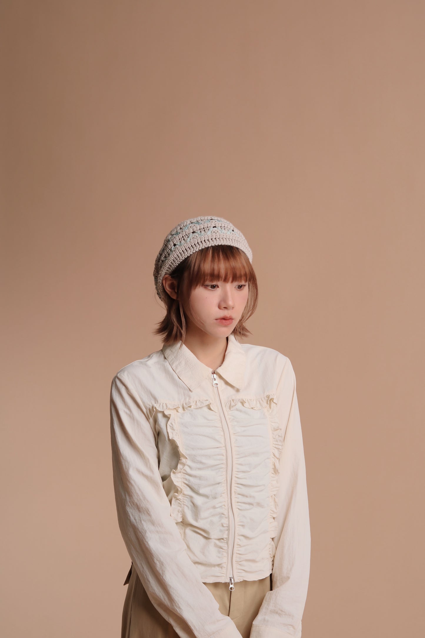Gathered Ruffle Jacket (Ivory)