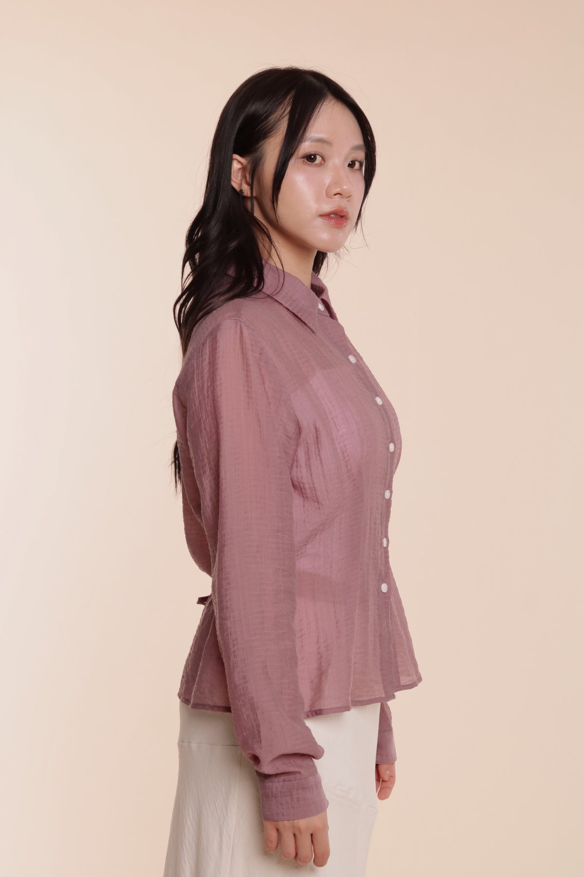 Checkered See Through Shirt (Pink)