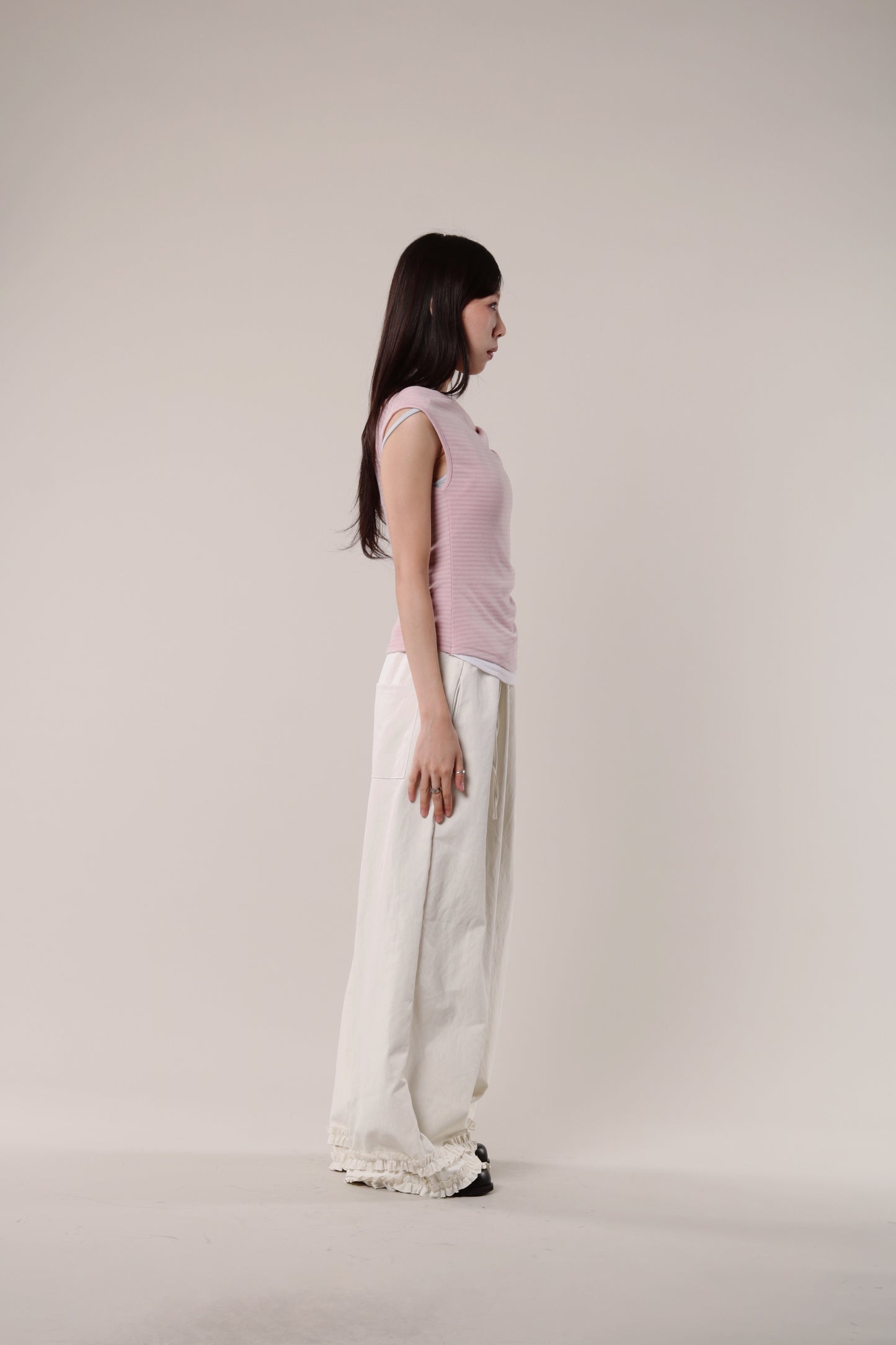 Double Ruffle Pants (Ivory)