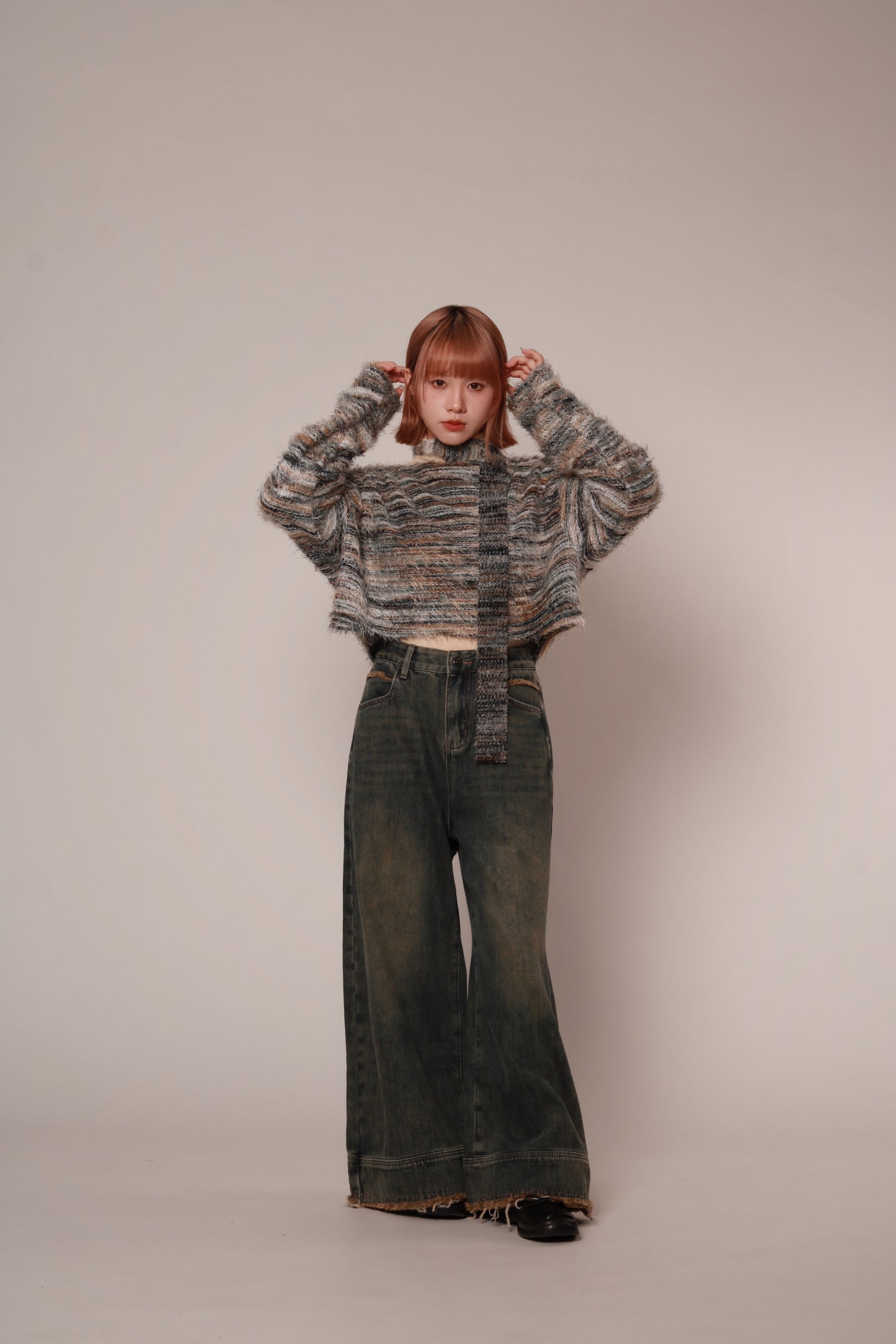 Fluffy Rainbow Sweater (Green)