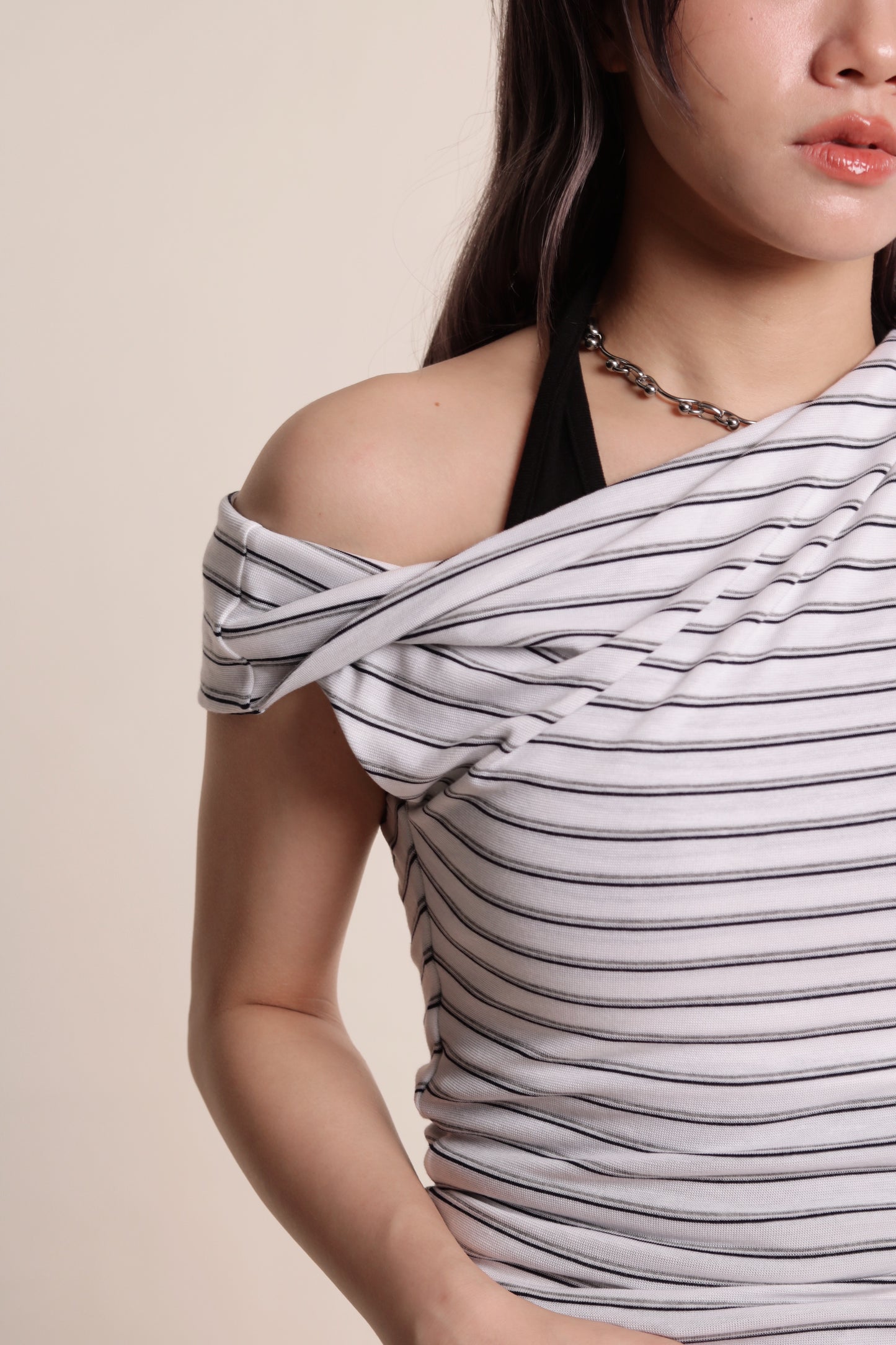 Asymmetric Striped Top (Black)