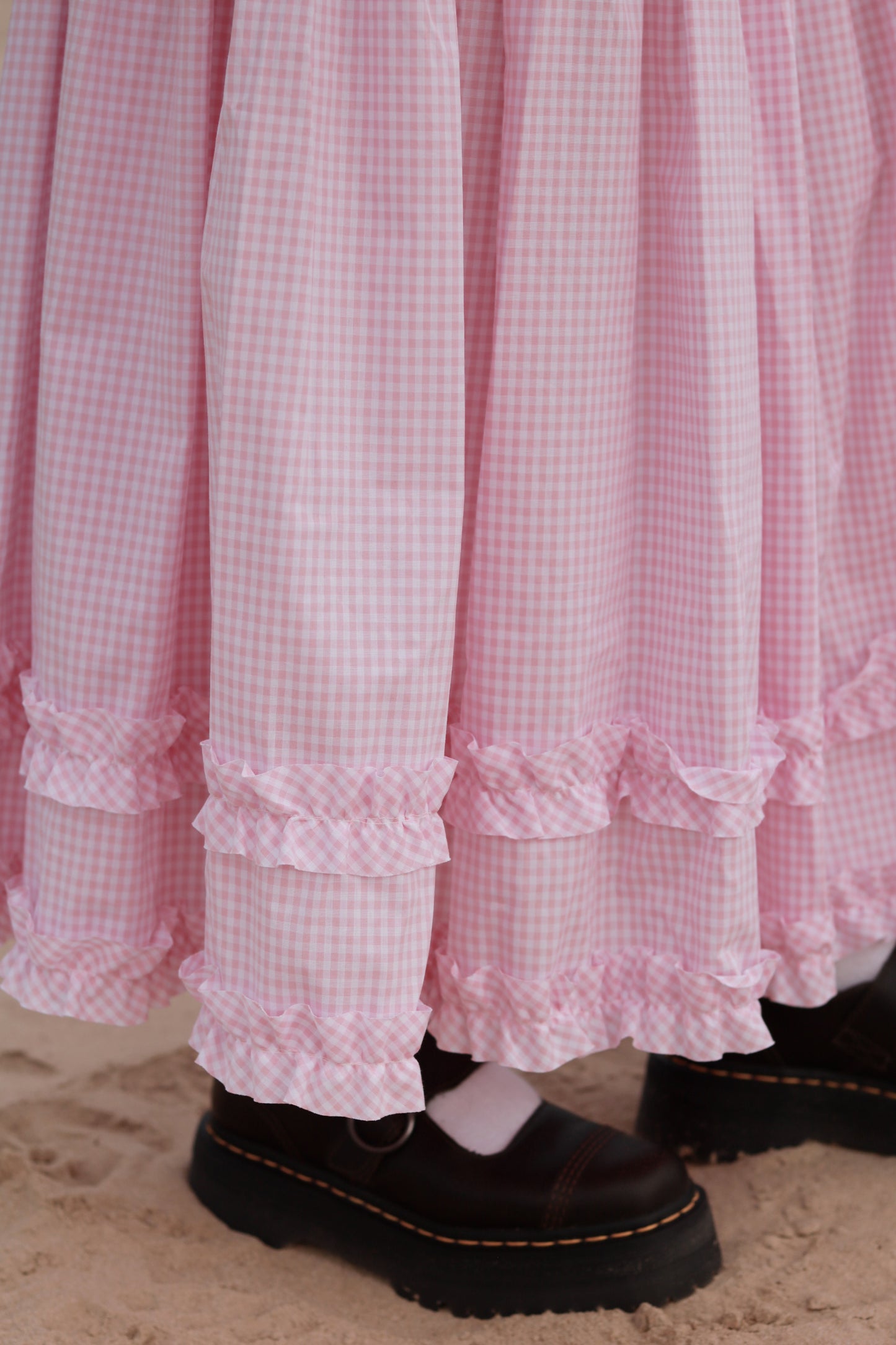 Doll Checkered Ruffle Skirt (Pink)