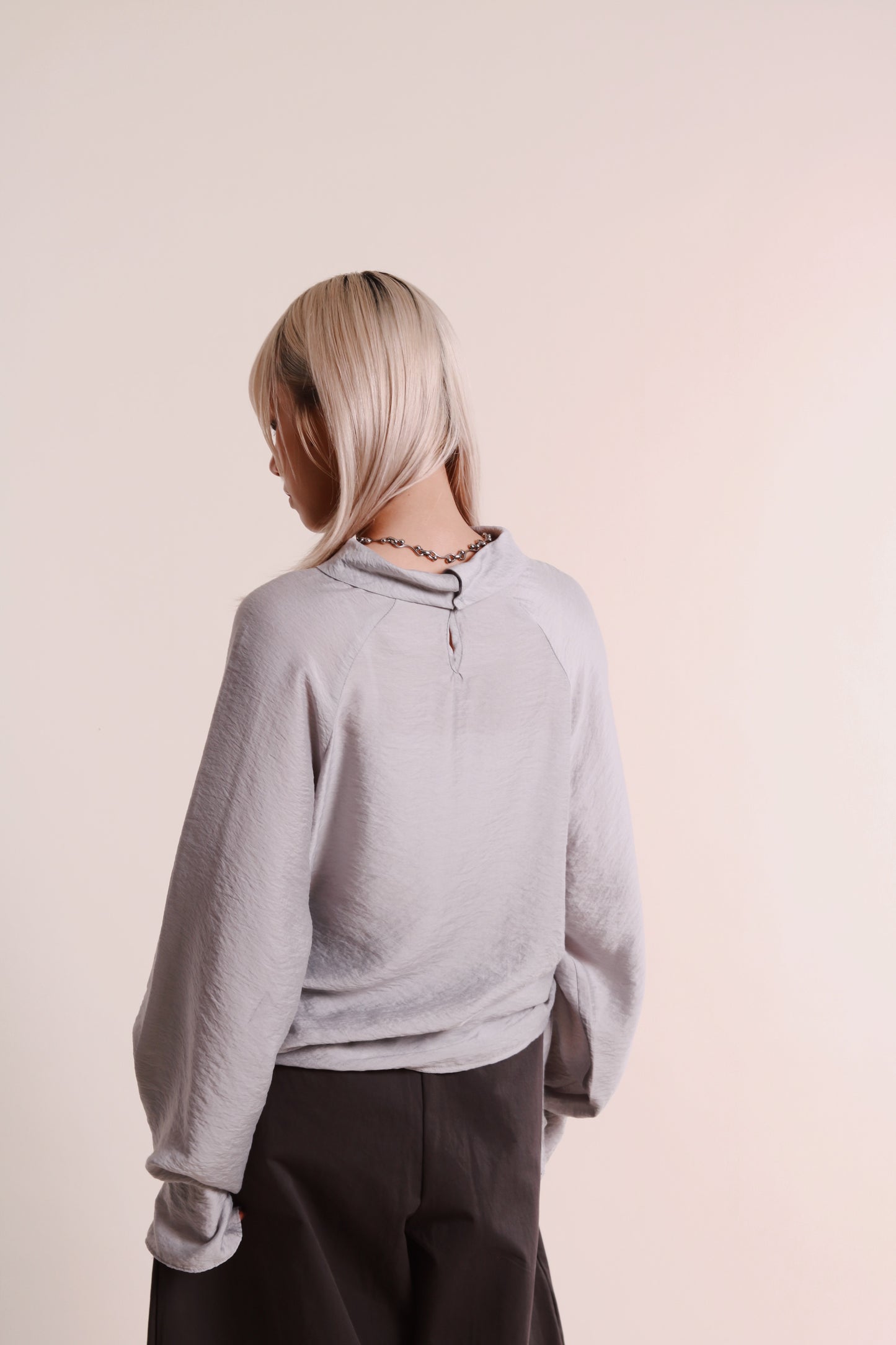 Doll Gathered Blouse (Grey Blue)