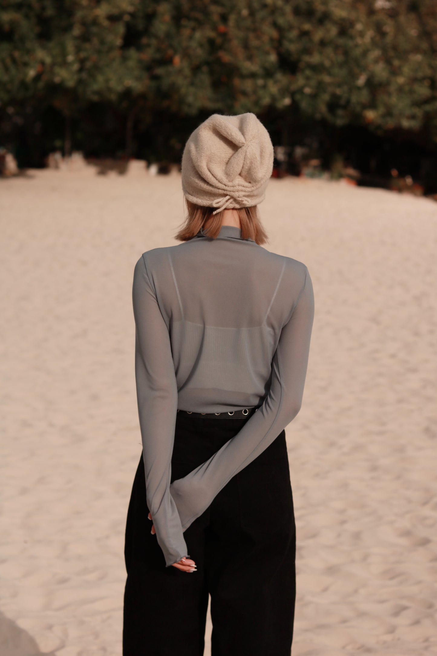 Spring See Through Top (Grey Blue)