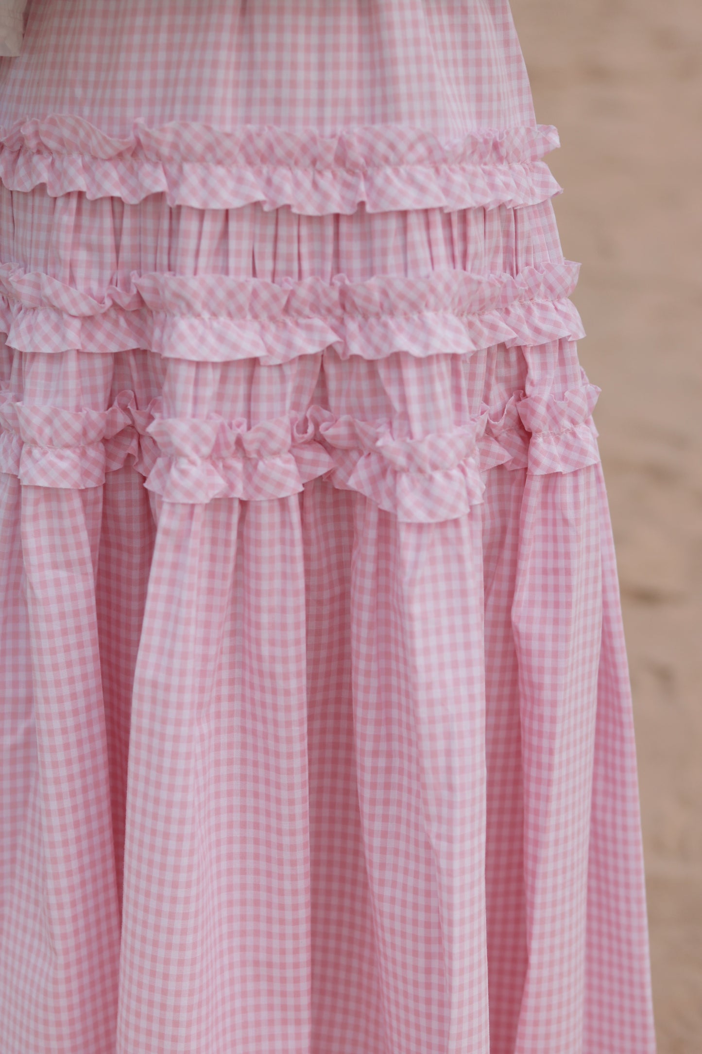 Doll Checkered Ruffle Skirt (Pink)