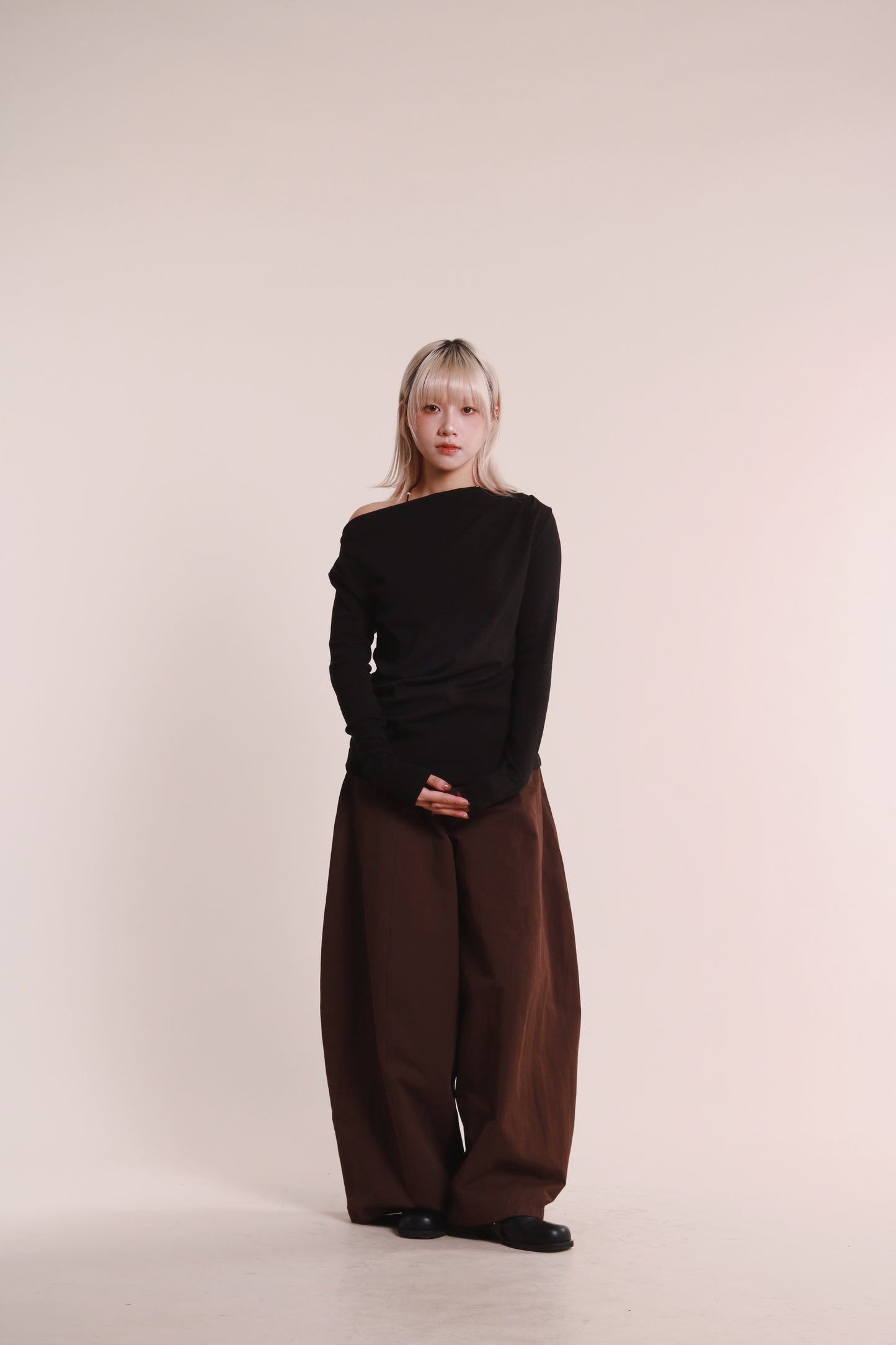 Gathered Long Tee (Black)