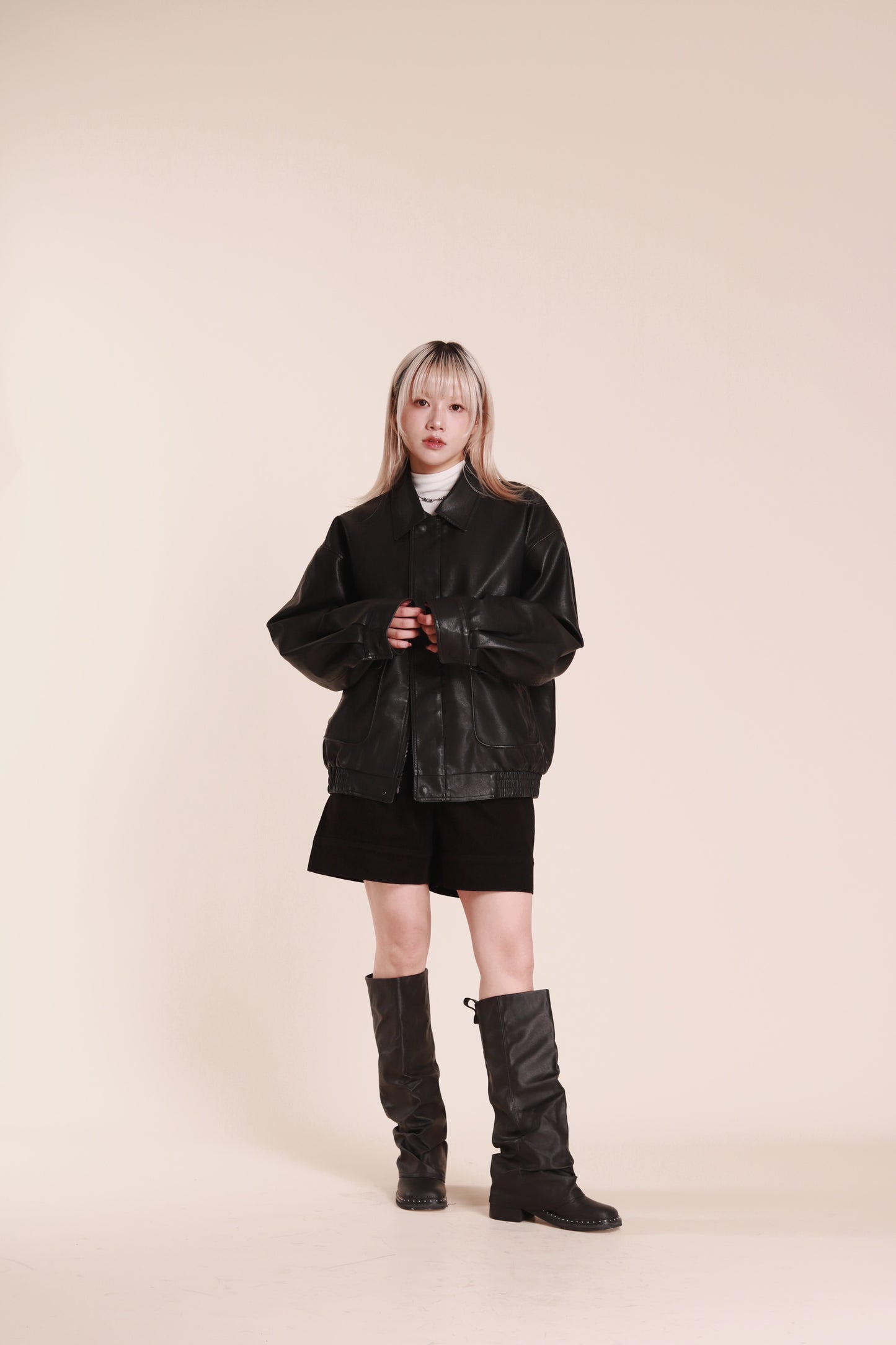 Oversized Leather Jacket (Black)